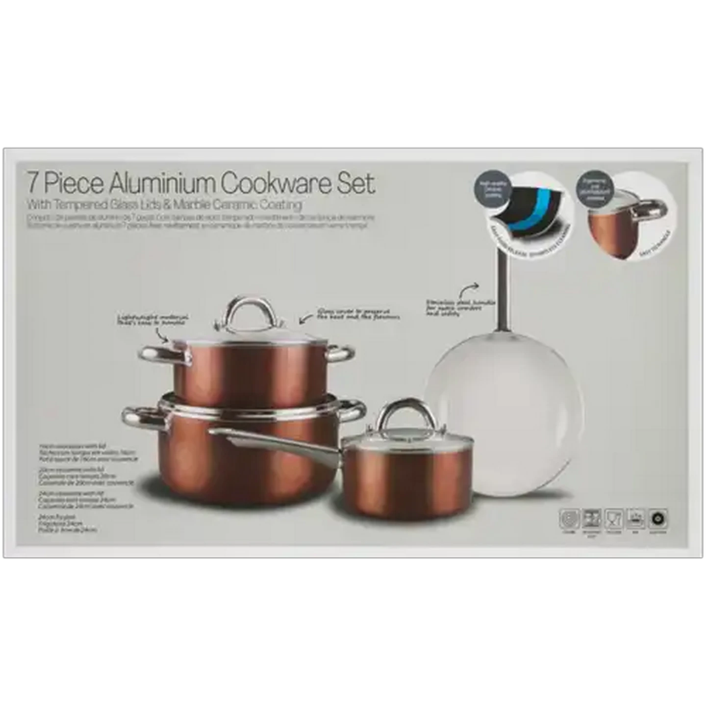 Checkers Sixty60 | Aluminium Marble Ceramic Rose Cookware Set 7 Piece
