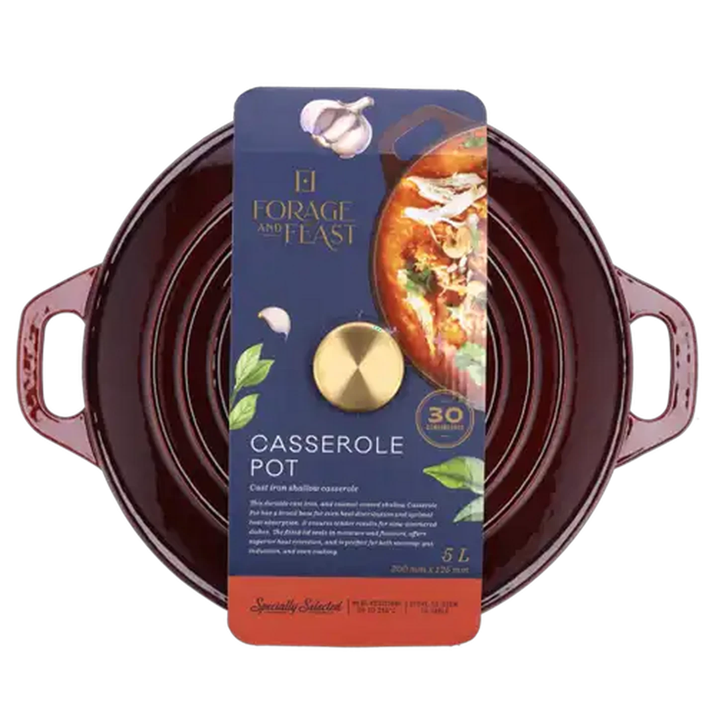 Image of Forage And Feast Cast Iron Casserole Pot 30cm