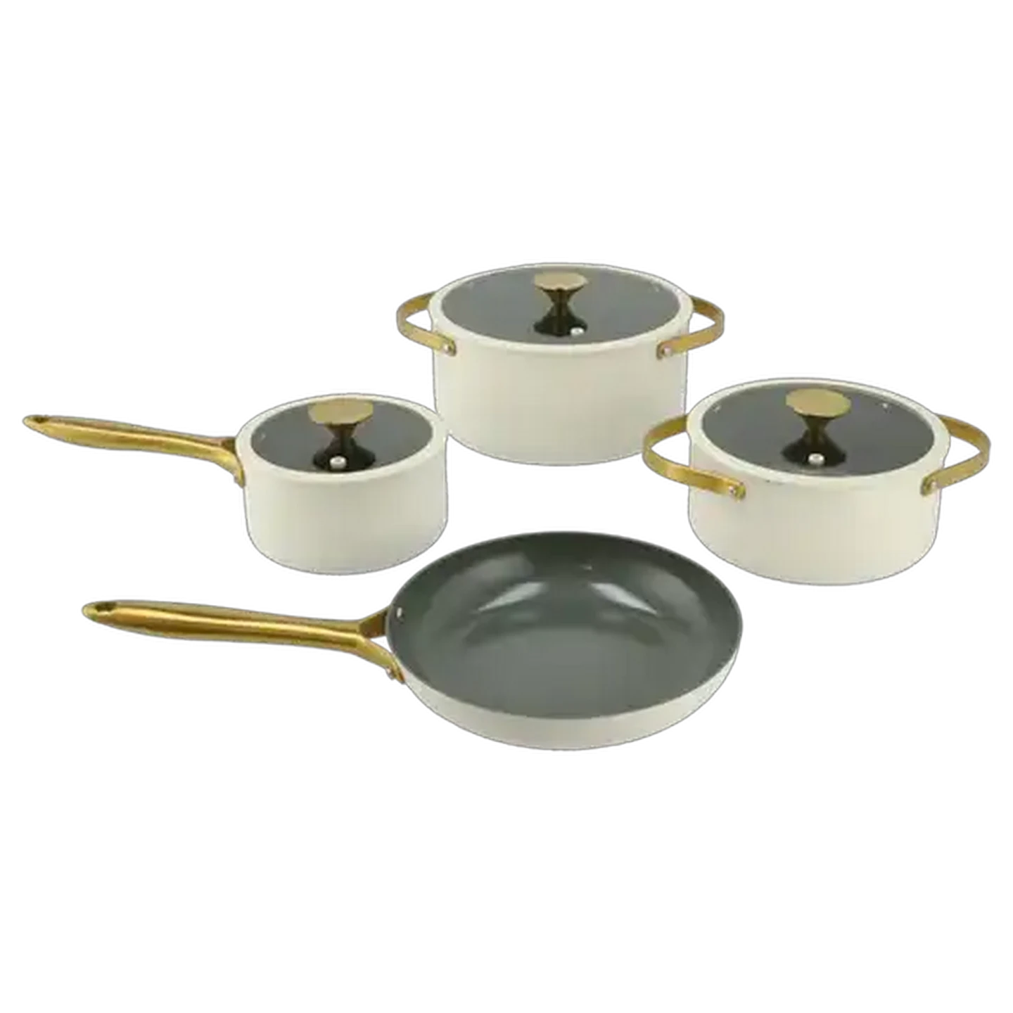Image of Agean Golden Cream Aluminium Cookware Set 7 Piece