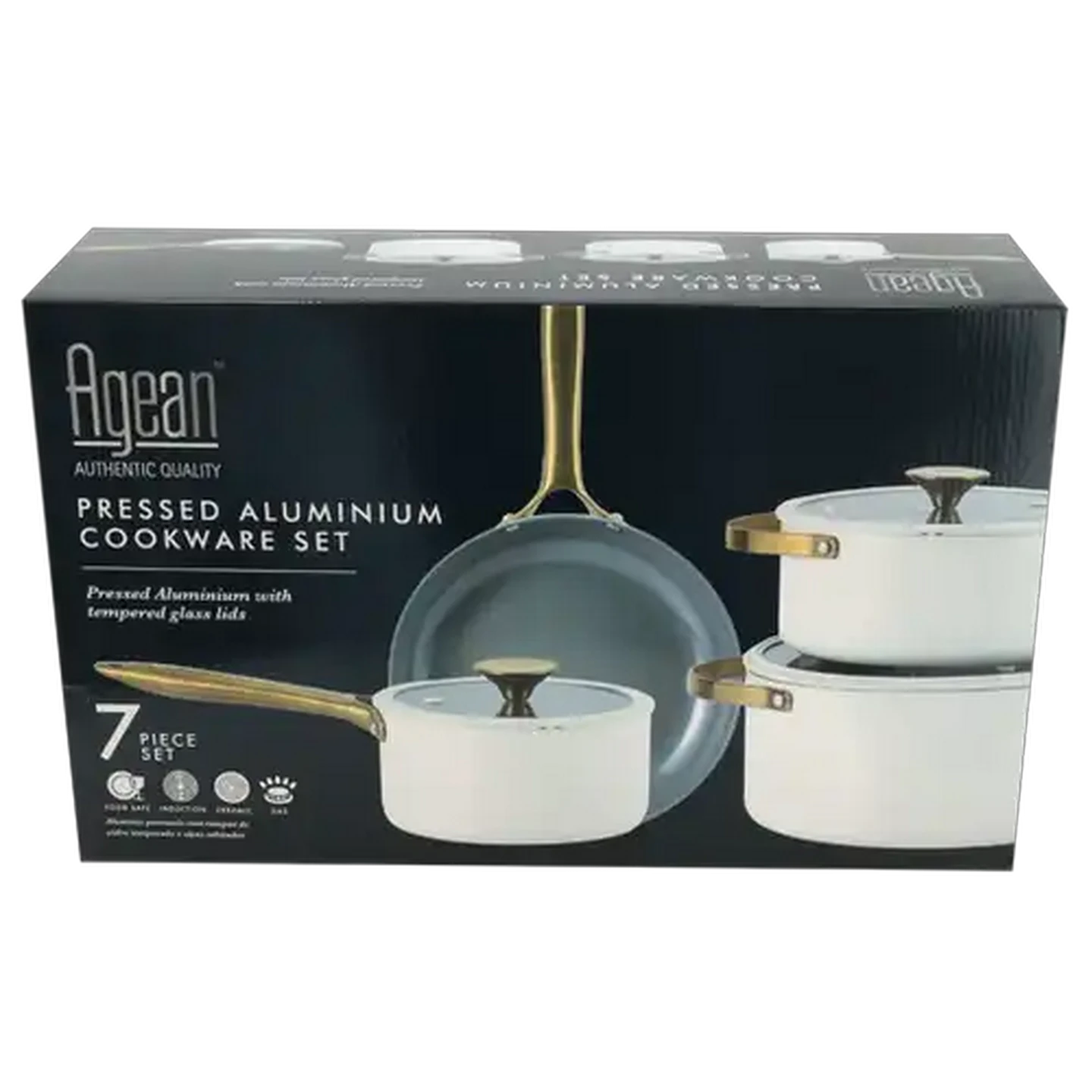Image of Agean Golden Cream Aluminium Cookware Set 7 Piece