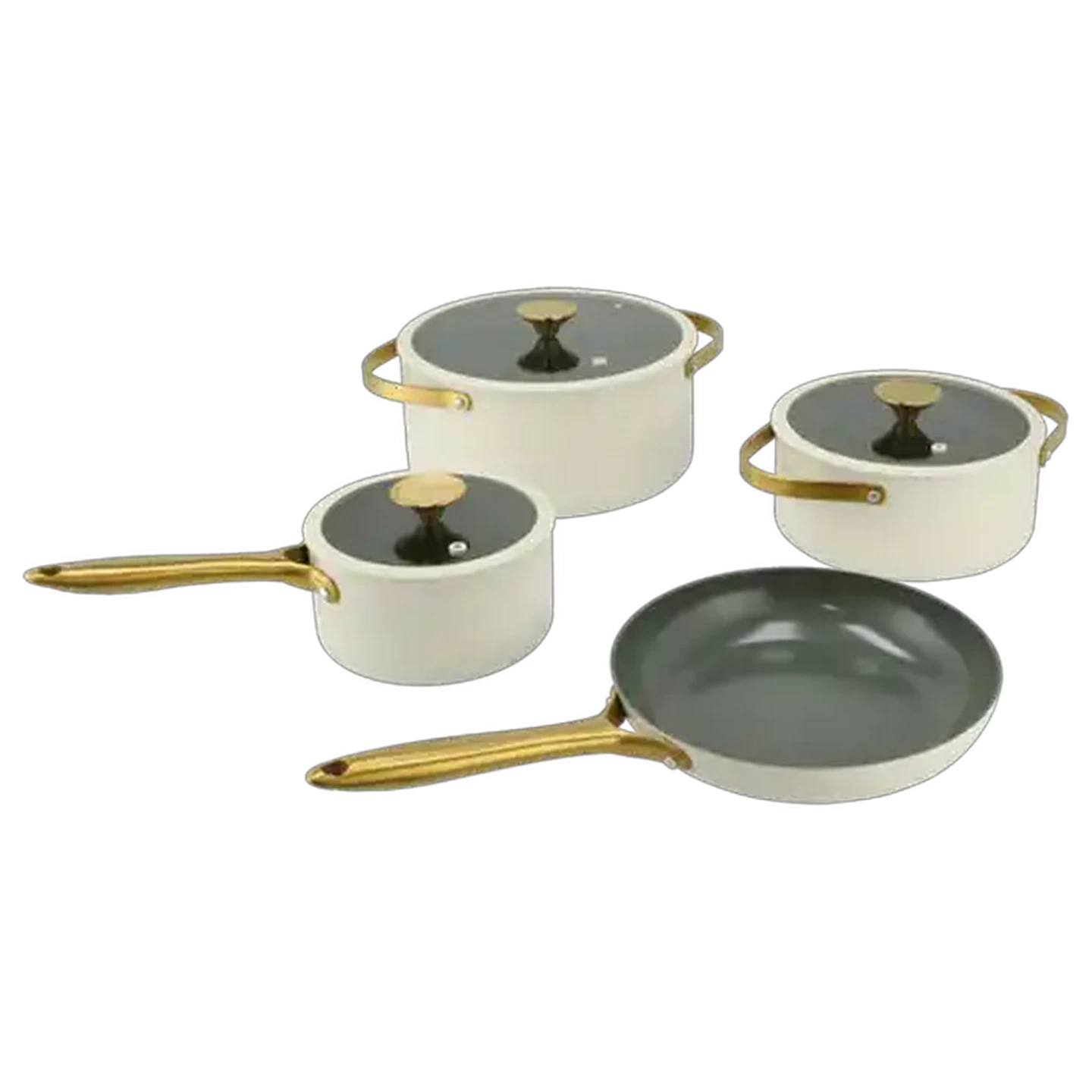 Image of Agean Golden Cream Aluminium Cookware Set 7 Piece