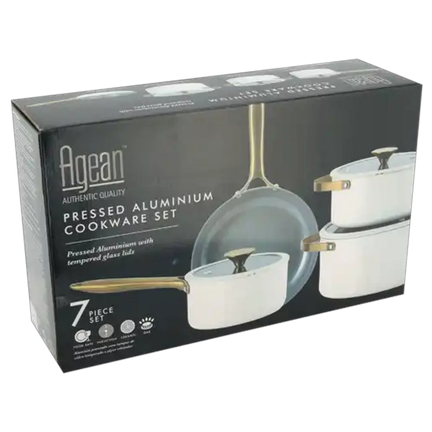 Image of Agean Golden Cream Aluminium Cookware Set 7 Piece