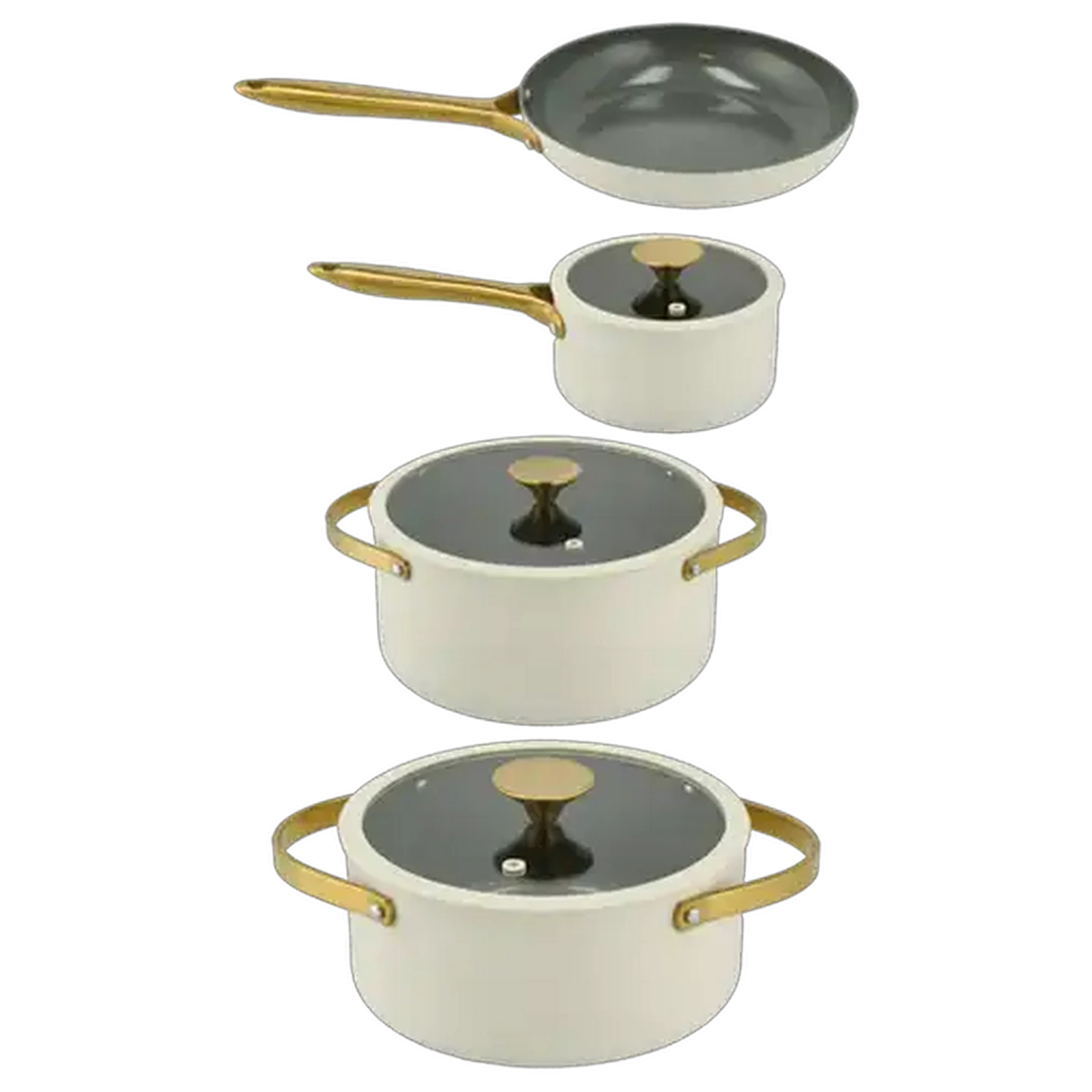 Image of Agean Golden Cream Aluminium Cookware Set 7 Piece