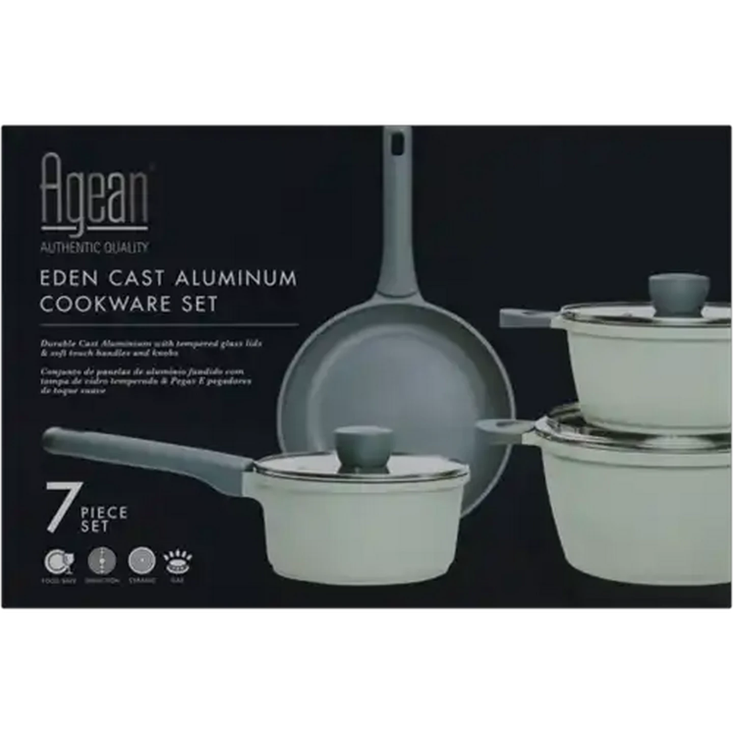 Image of Agean Green Eden Cast Aluminium Cookware Set 7-Piece