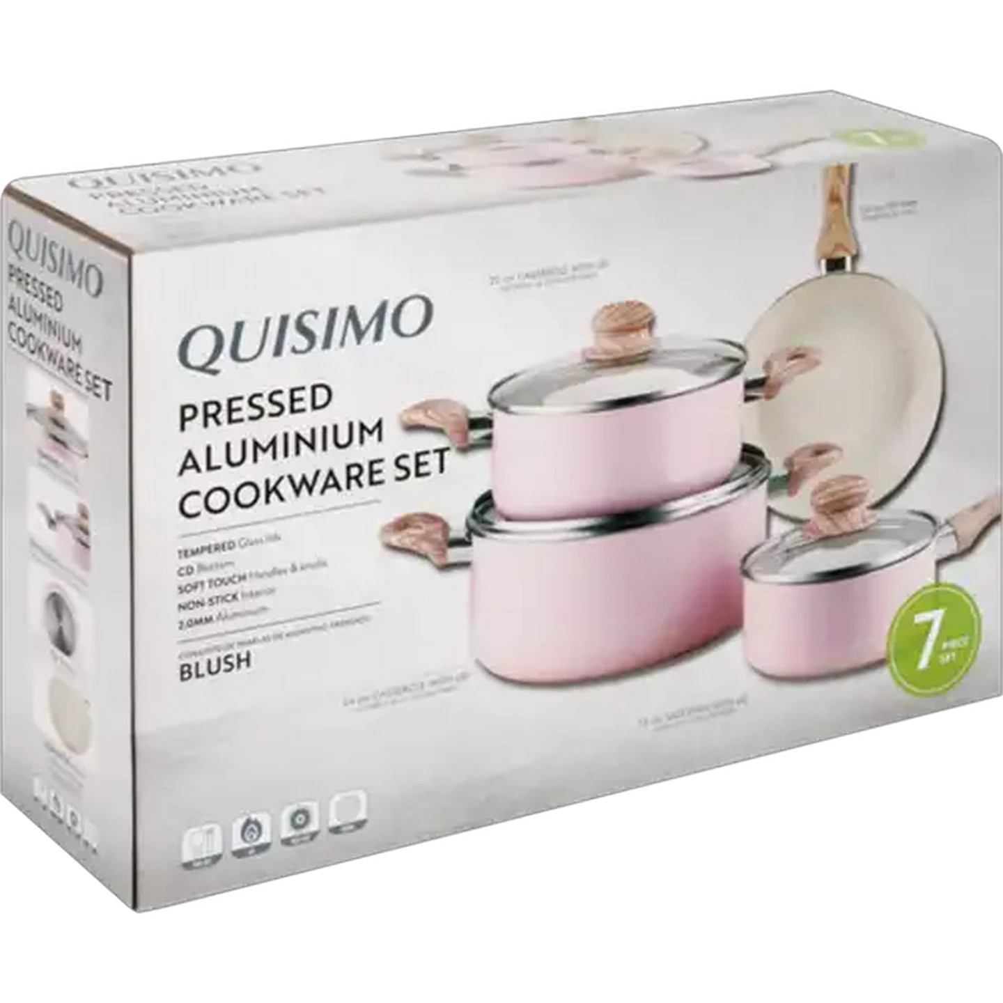 Image of Quisimo Blush Pressed Aluminium Cookware Set 7-Piece