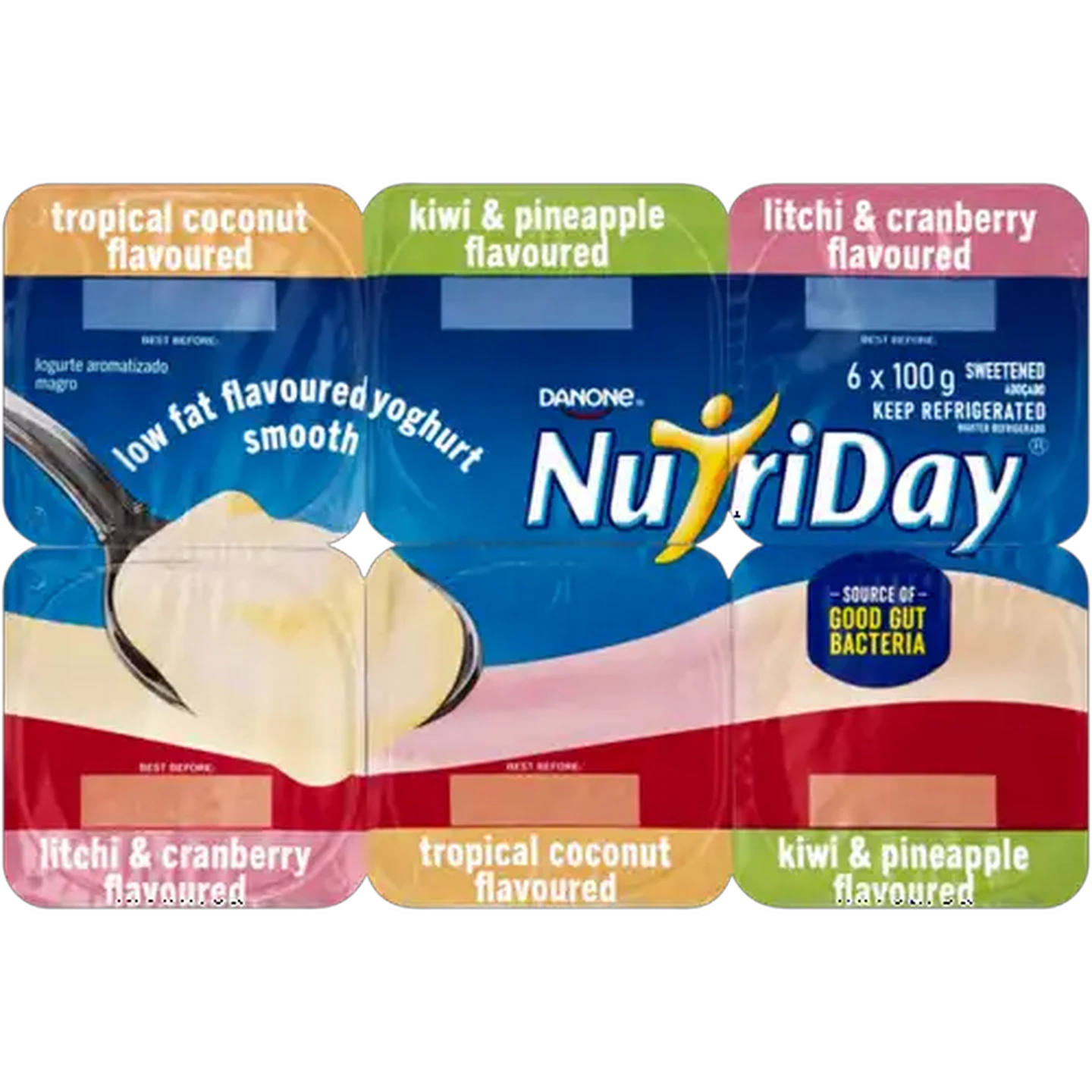 Image of Danone NutriDay Assorted Low Fat Smooth Yoghurt 6 x 100g