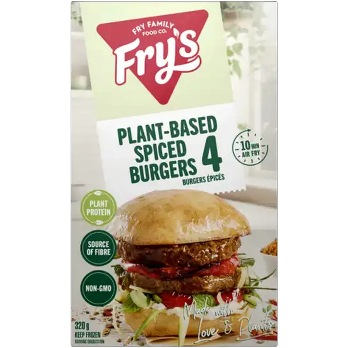 Image of Fry's Frozen Plant-Based Spiced Burgers 320g