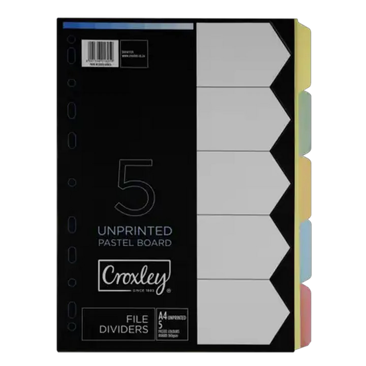Image of Croxley A4 Multicoloured Pastel Unprinted File Dividers 5-Pack