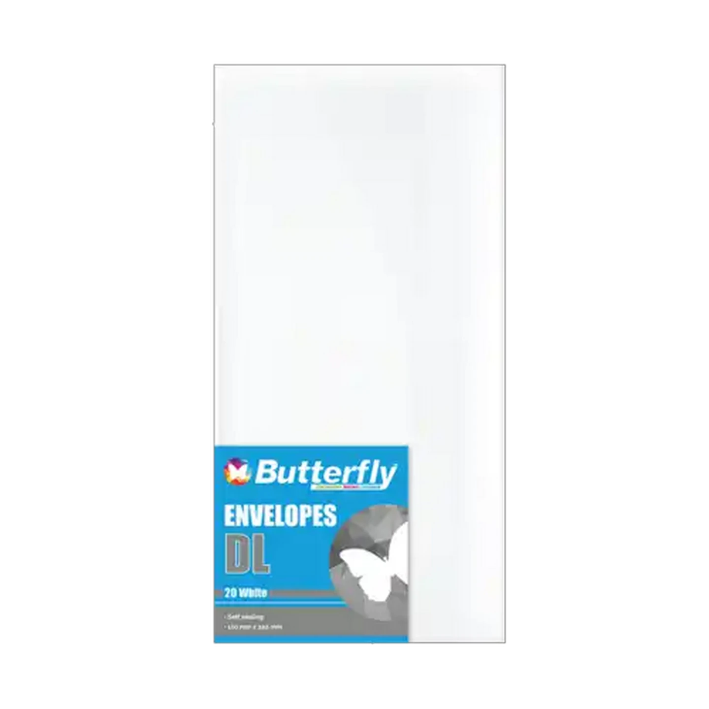 Image of Butterfly White DL Self-Seal Envelopes 20-Pack