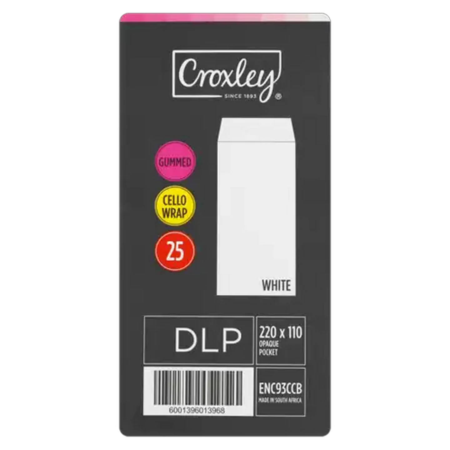 Image of Croxley Gummed Cello Wrap White Envelopes 25-Pack