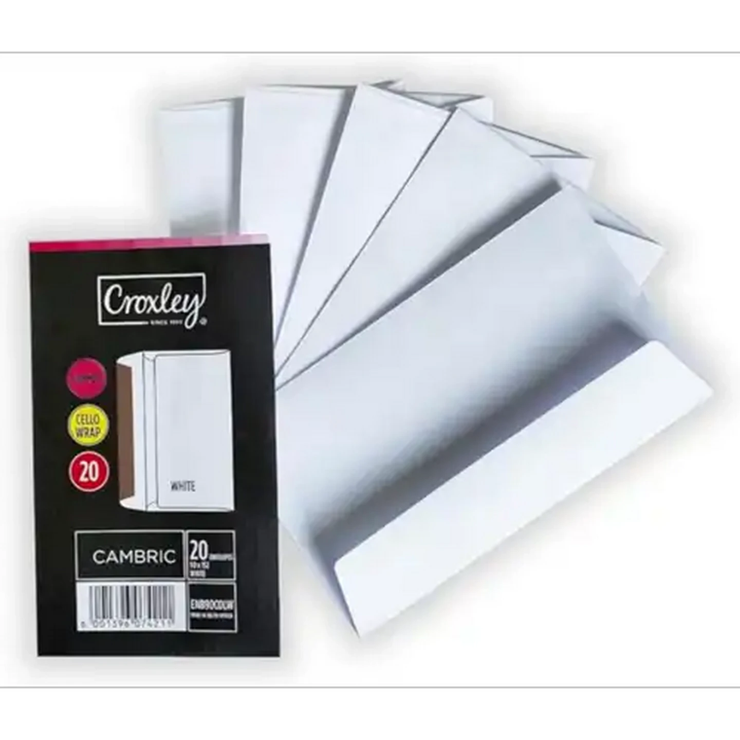 Image of Croxley Gummed Cello Wrap White Envelopes 25-Pack