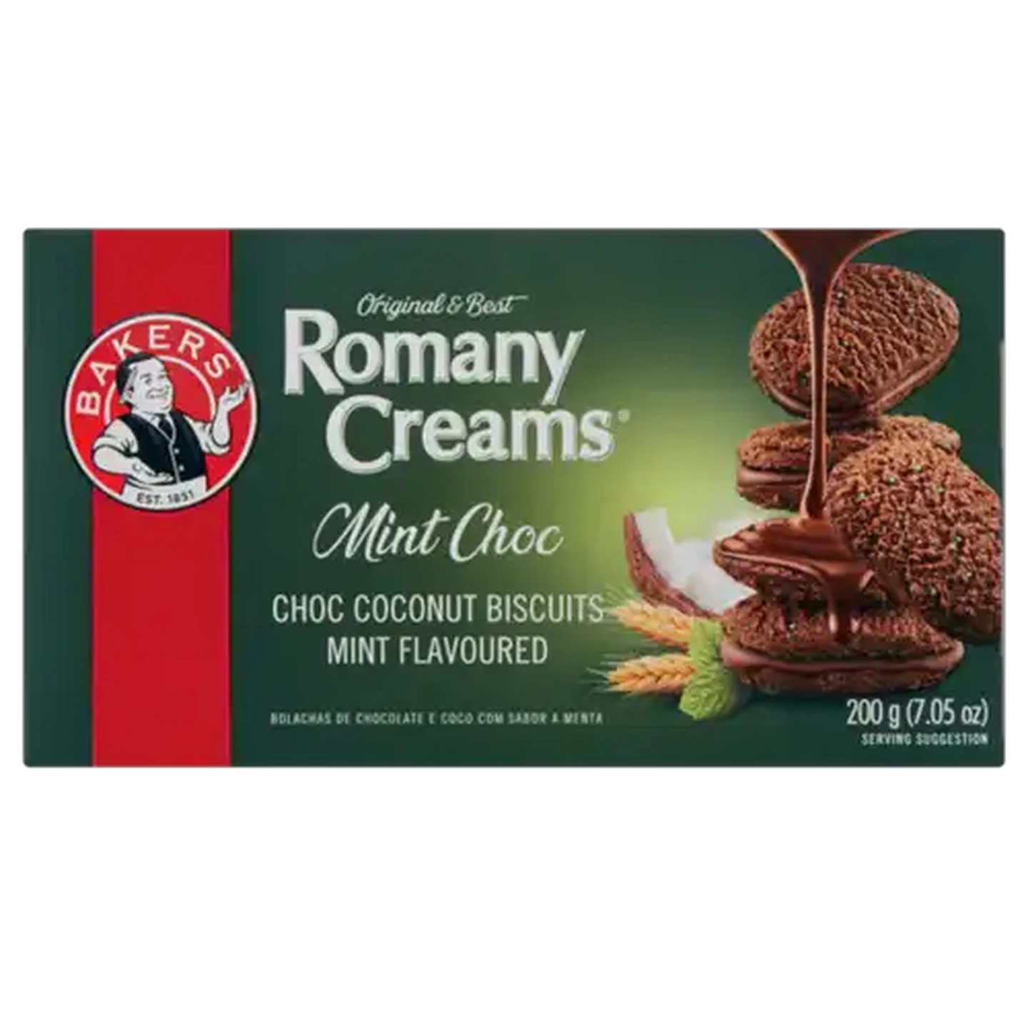 Image of Bakers Romany Creams Mint Flavoured Chocolate Biscuits 200g