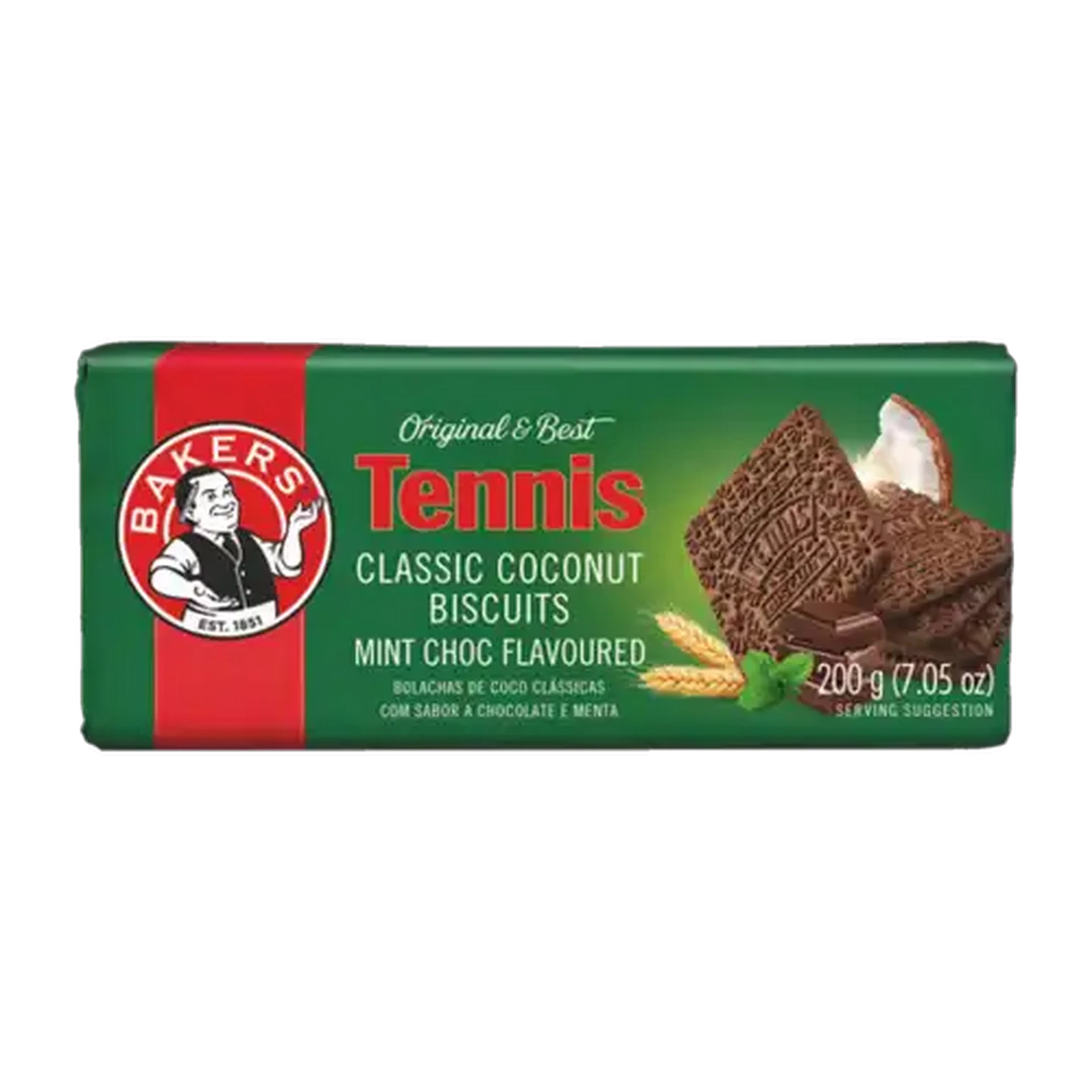 Image of Bakers Tennis Mint Chocolate Flavoured Classic Coconut Biscuits 200g