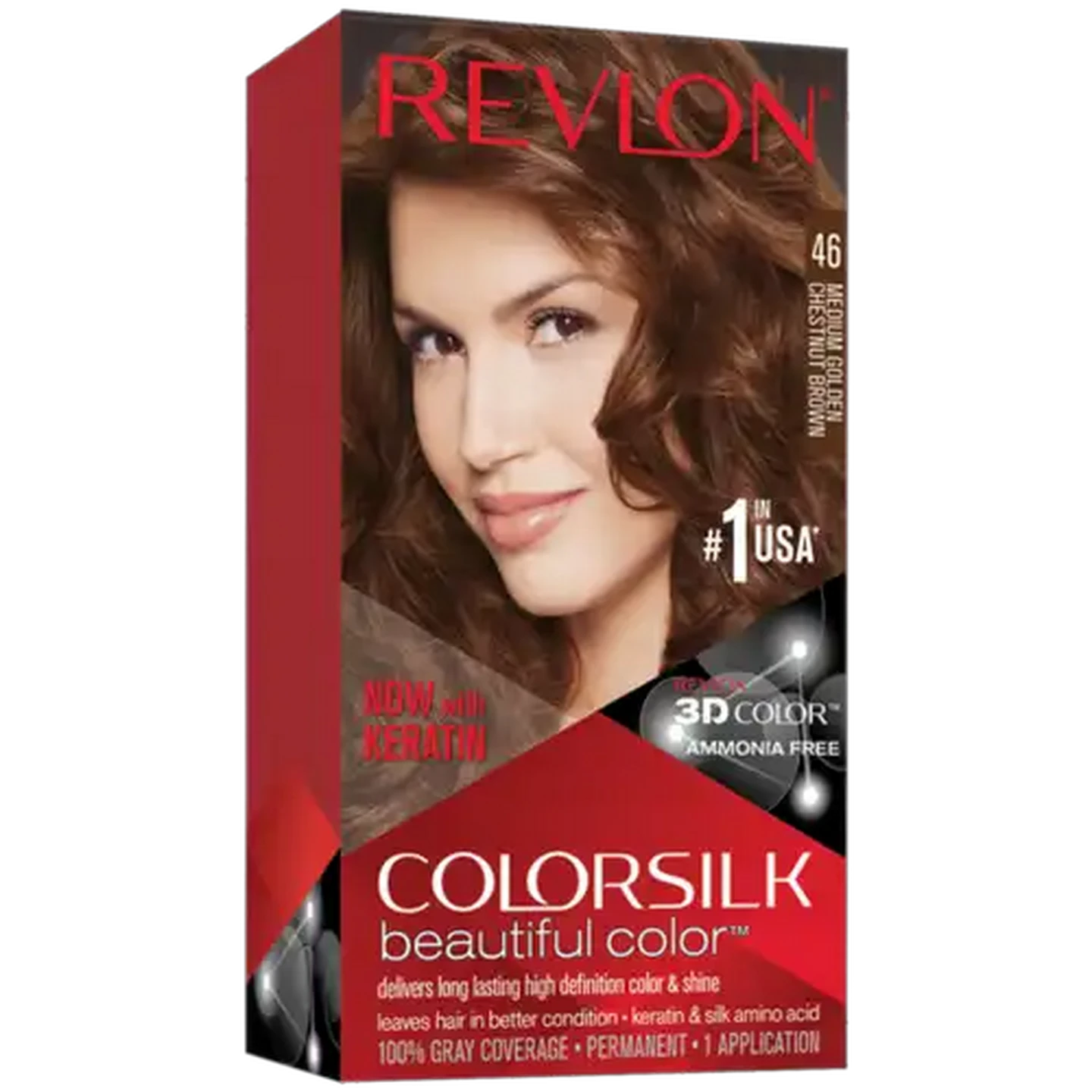 Image of Revlon Colorsilk Medium Golden Chestnut Brown Beautiful Color Permanent Hair Colour
