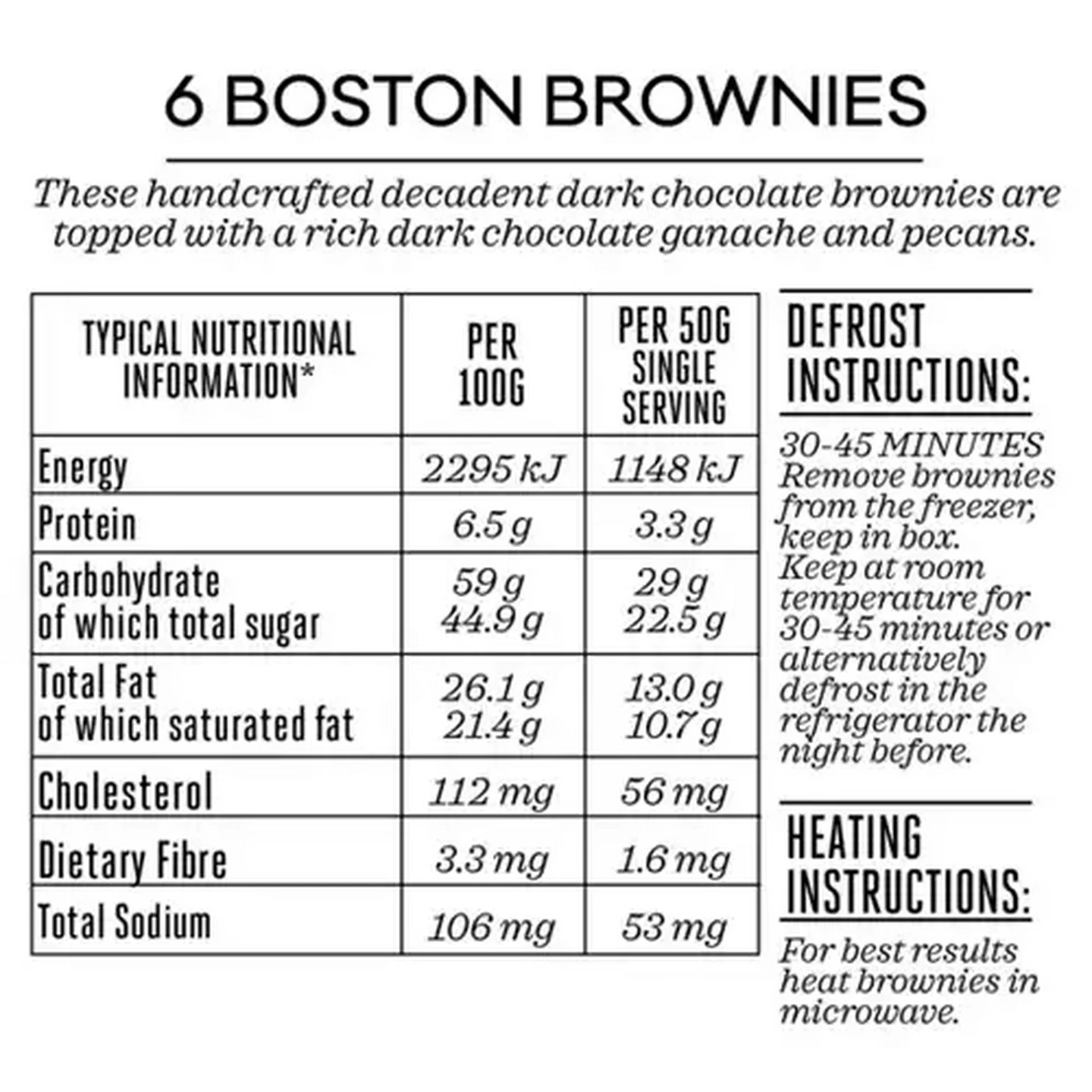 Image of Forage And Feast Frozen Boston Brownies 6 x 50g