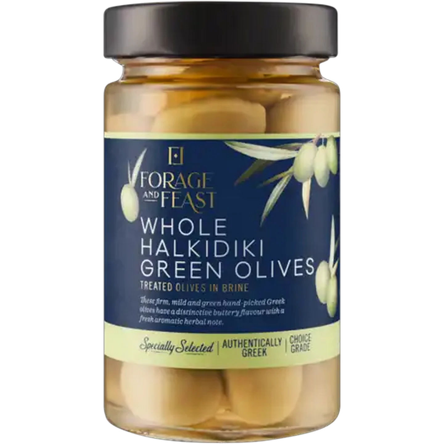 Image of Forage And Feast Whole Halkidiki Green Olives 300g