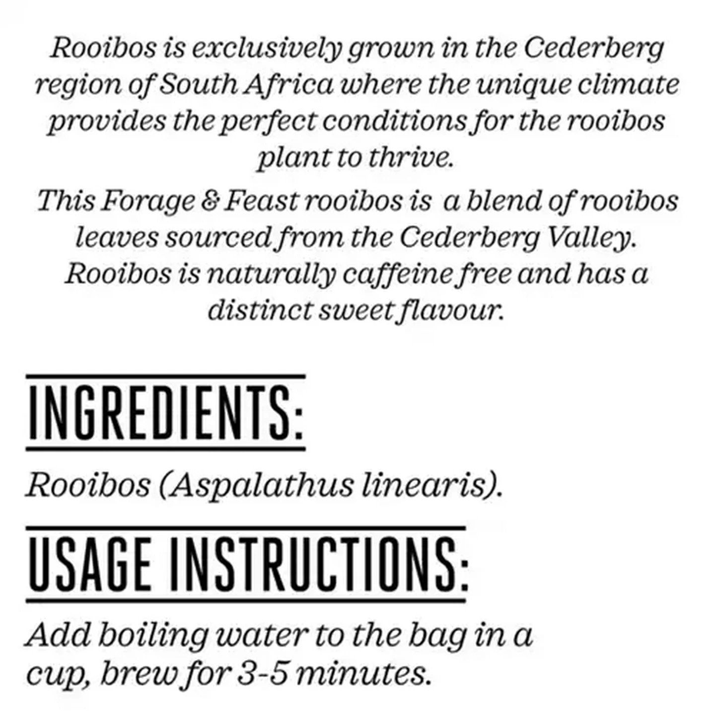 Image of Forage And Feast Rooibos Tagless Teabags 80 Pack