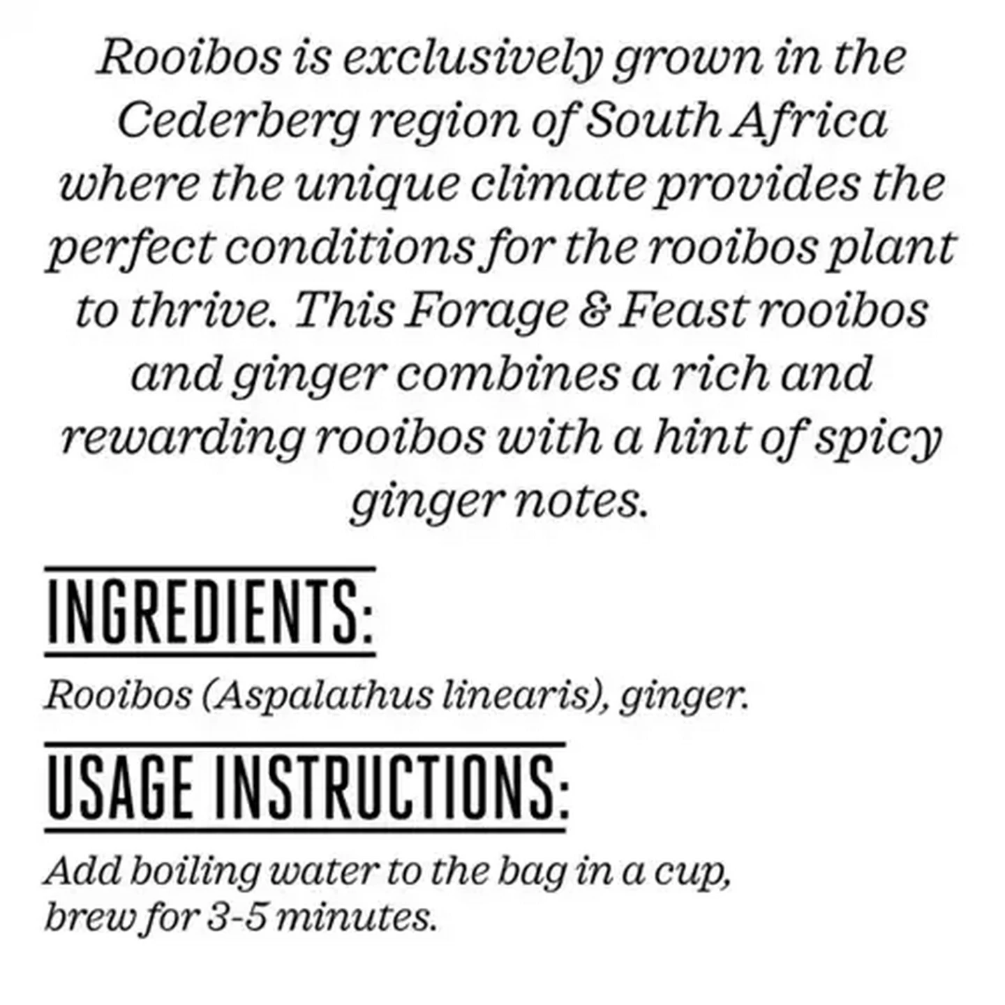 Image of Forage And Feast Rooibos & Ginger Tagless Teabags 20 Pack