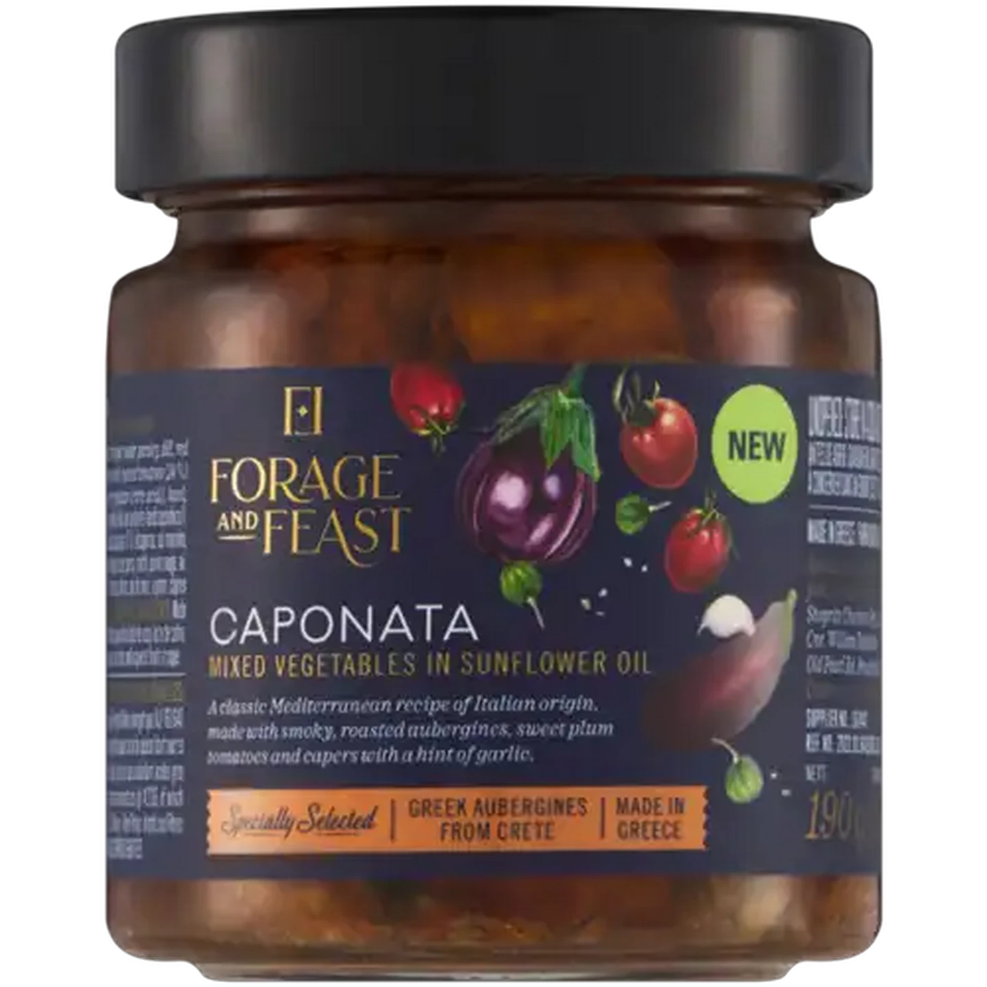 Image of Forage And Feast Caponata Mixed Vegetables in Sunflower Oil 190g