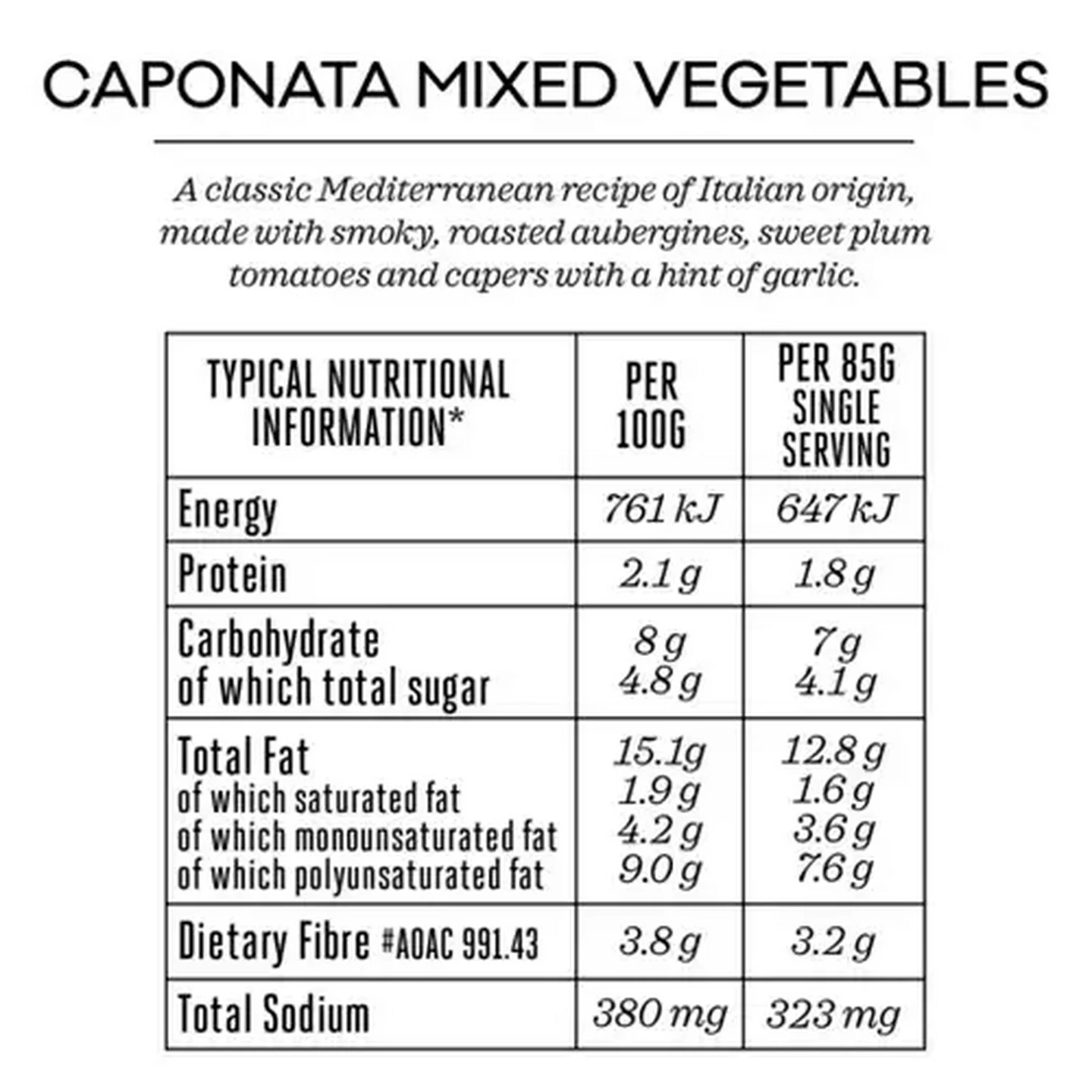 Image of Forage And Feast Caponata Mixed Vegetables in Sunflower Oil 190g