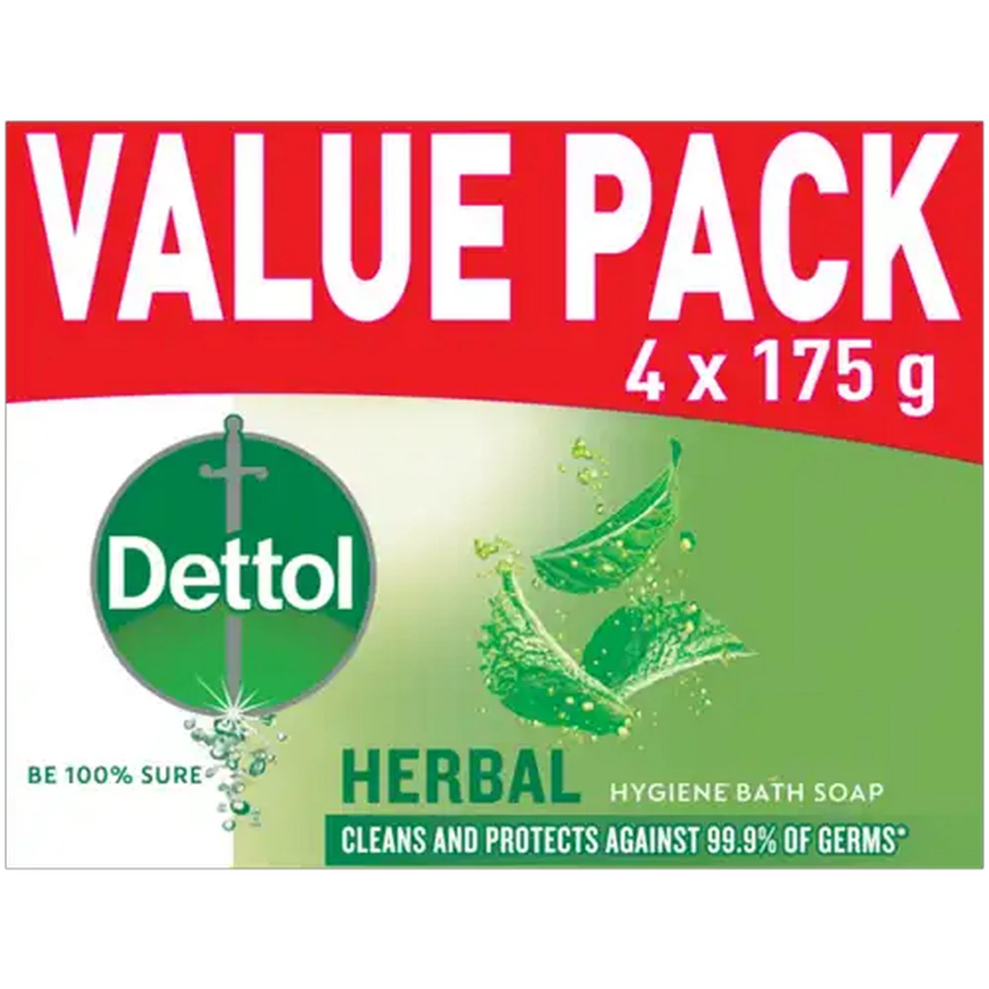 Image of Dettol Herbal Hygiene Bath Soap Bar 4 x 175g