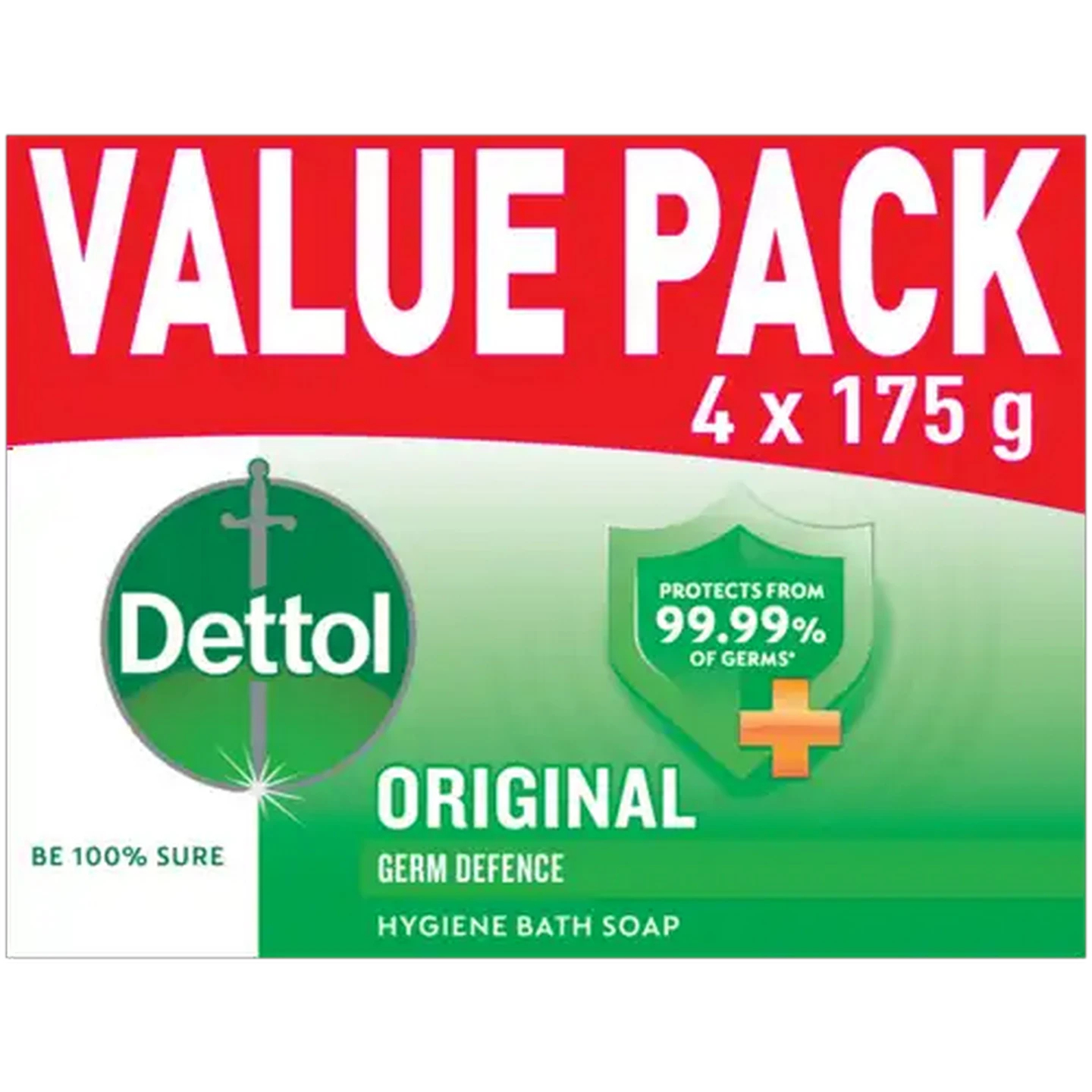 Image of Dettol Original Hygiene Bath Soap Bar 4 x 175g