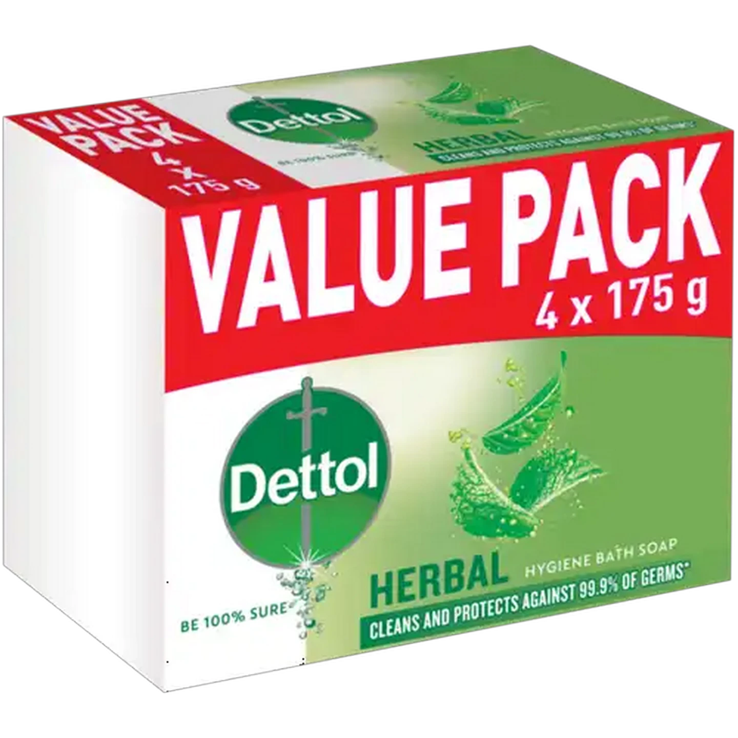 Image of Dettol Herbal Hygiene Bath Soap Bar 4 x 175g