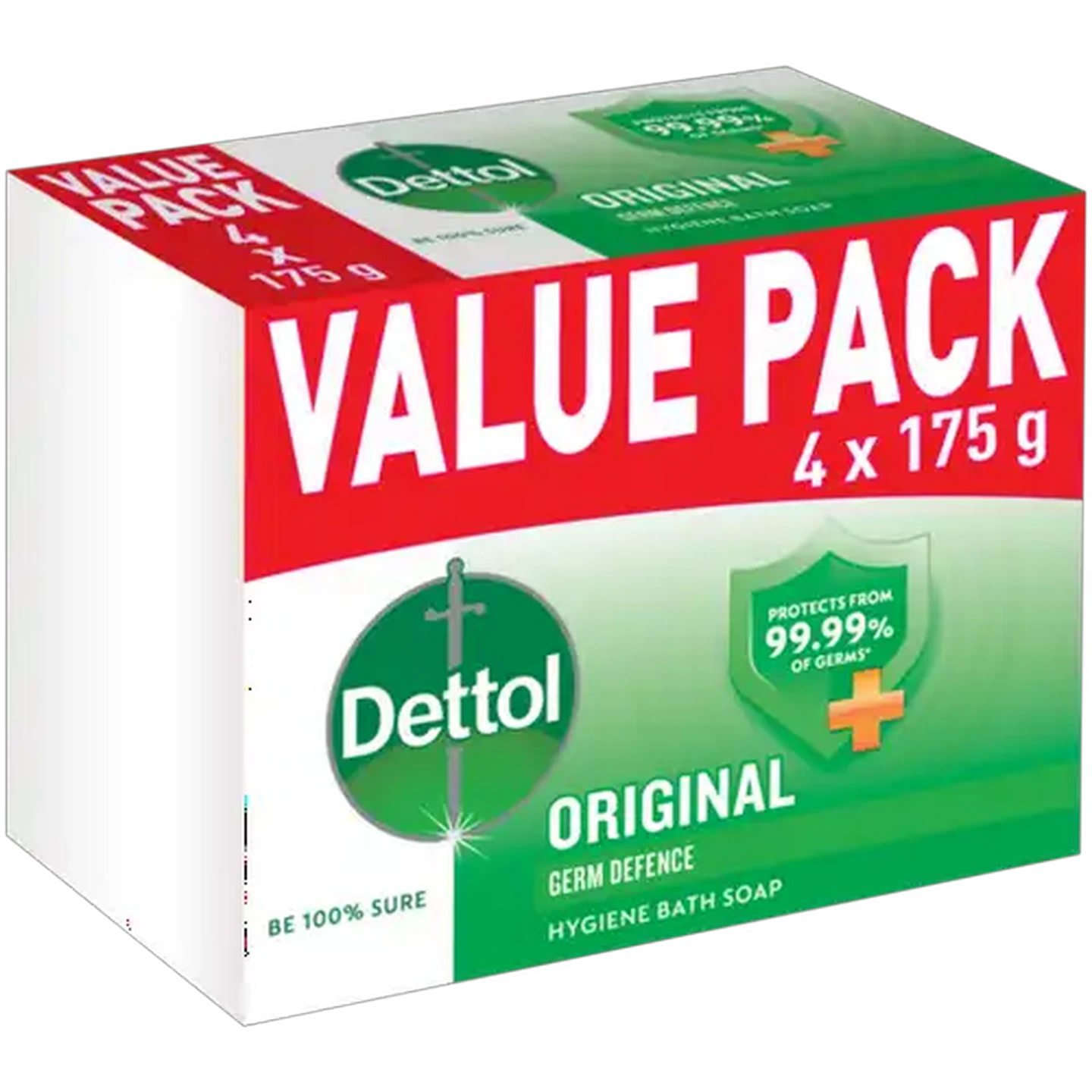 Image of Dettol Original Hygiene Bath Soap Bar 4 x 175g