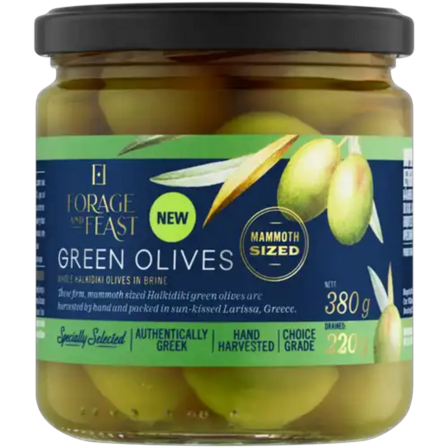 Image of Forage And Feast Green Olives 380g
