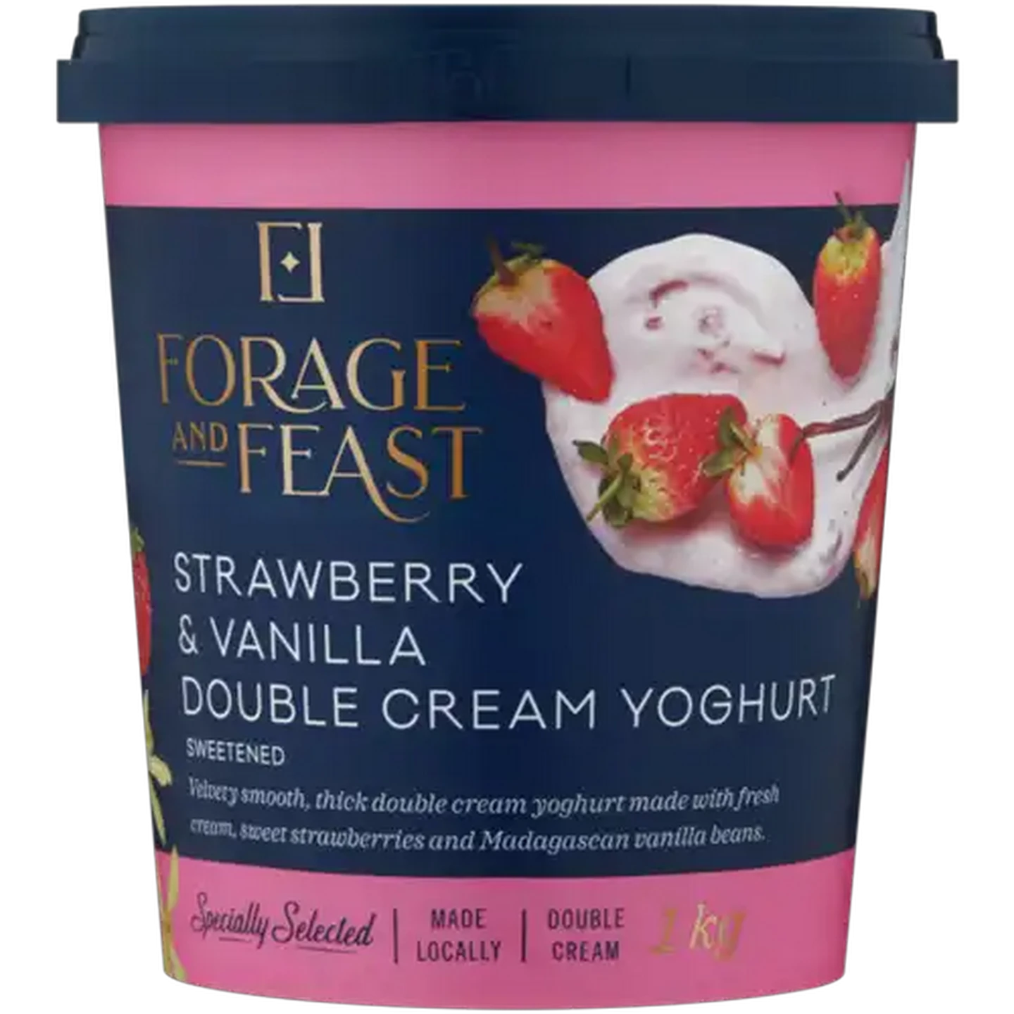 Image of Forage And Feast Strawberry & Vanilla Double Cream Yoghurt 1kg