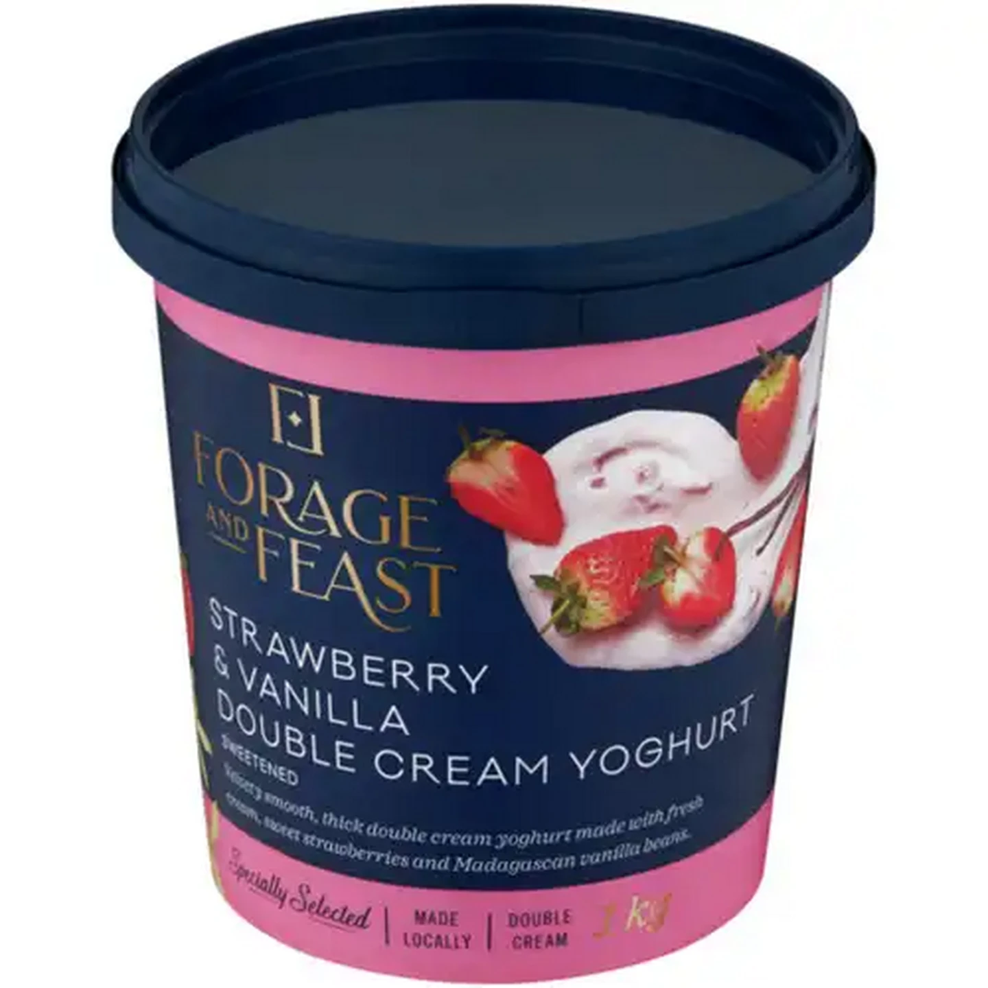 Image of Forage And Feast Strawberry & Vanilla Double Cream Yoghurt 1kg