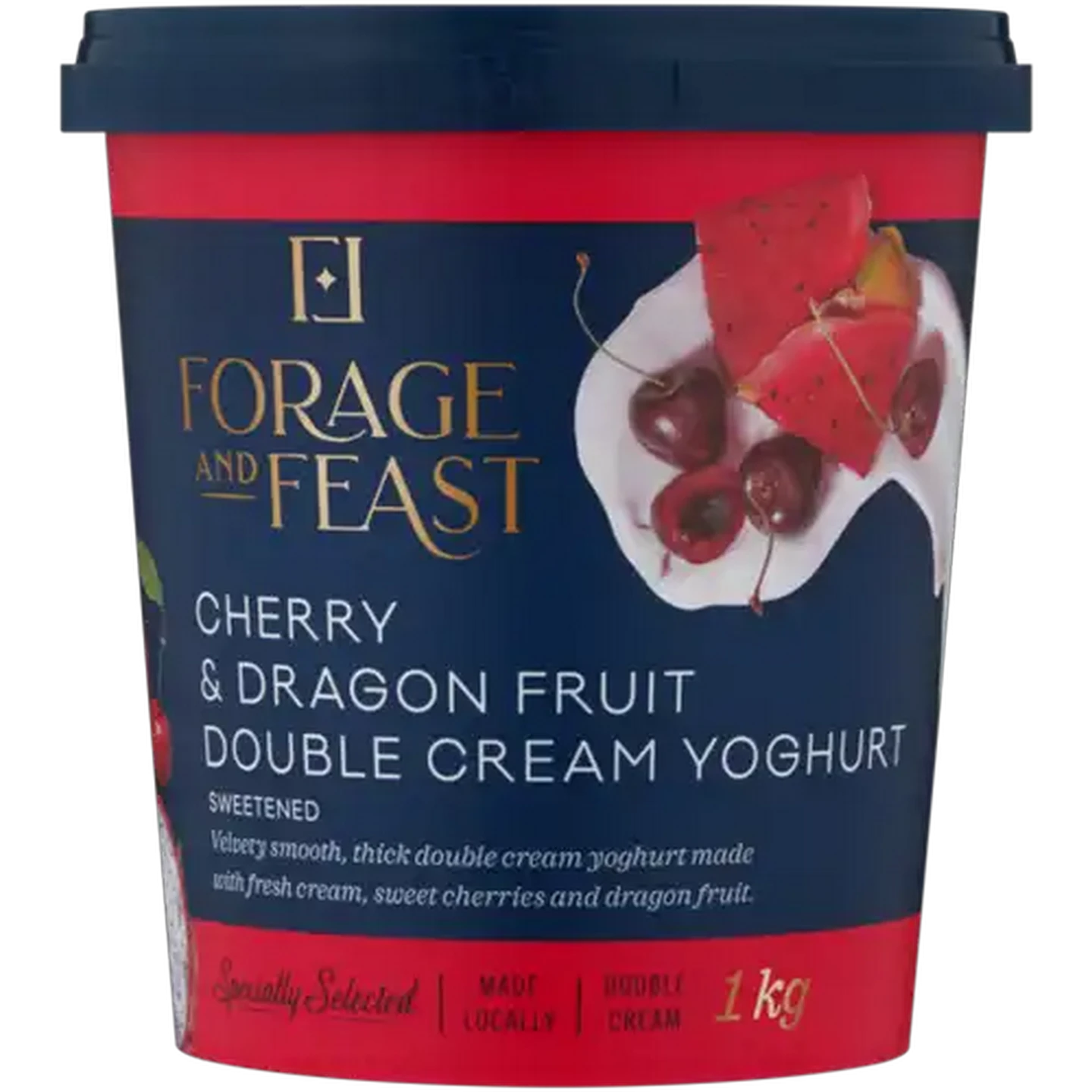 Image of Forage And Feast Cherry & Dragon Fruit Double Cream Yoghurt 1kg