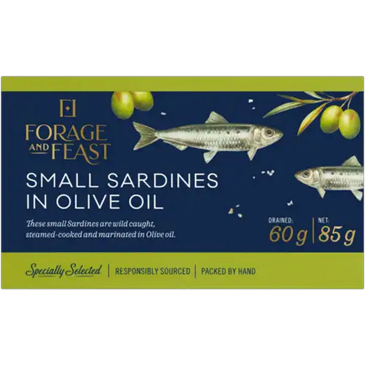 Image of Forage And Feast Small Sardines in Olive Oil 85g