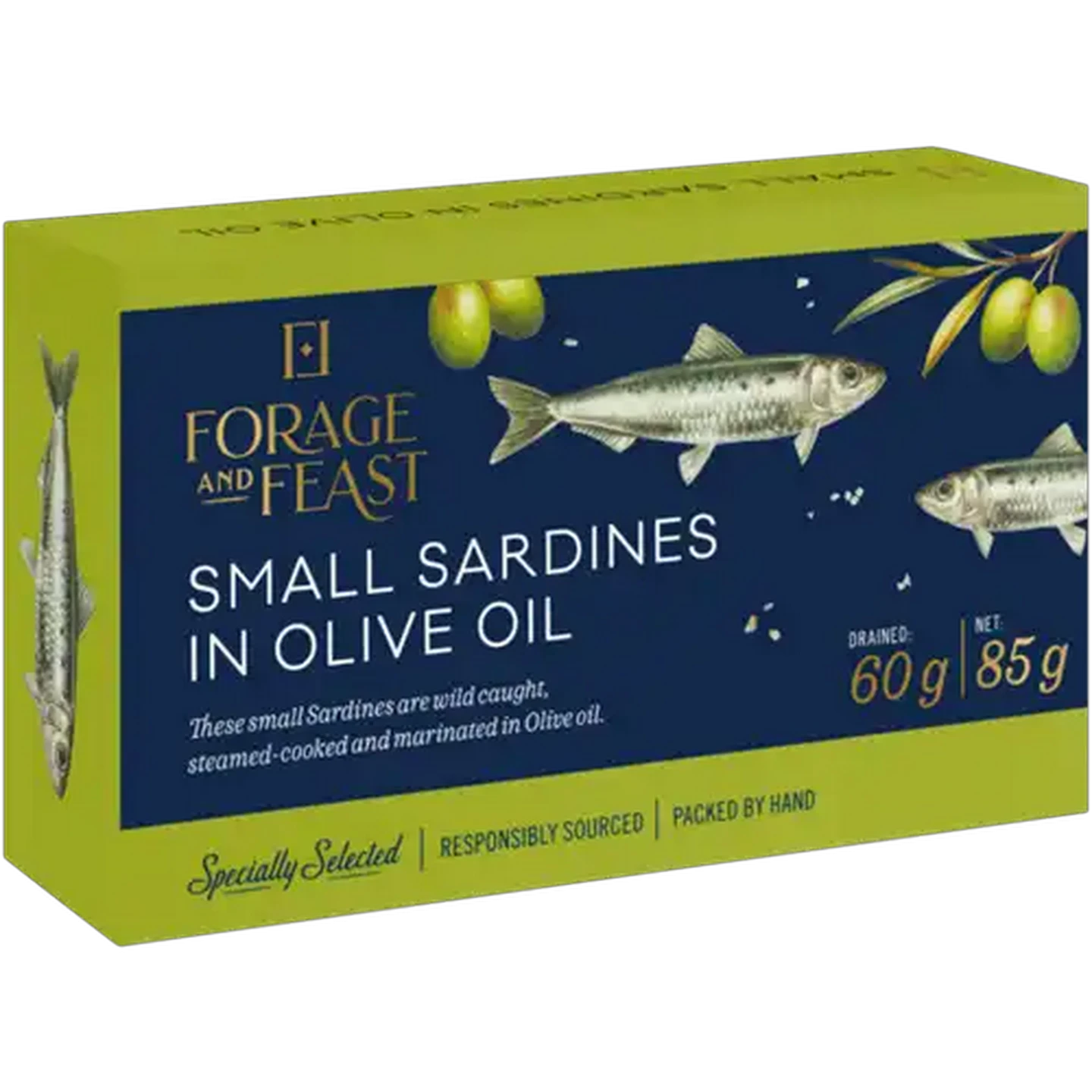 Image of Forage And Feast Small Sardines in Olive Oil 85g