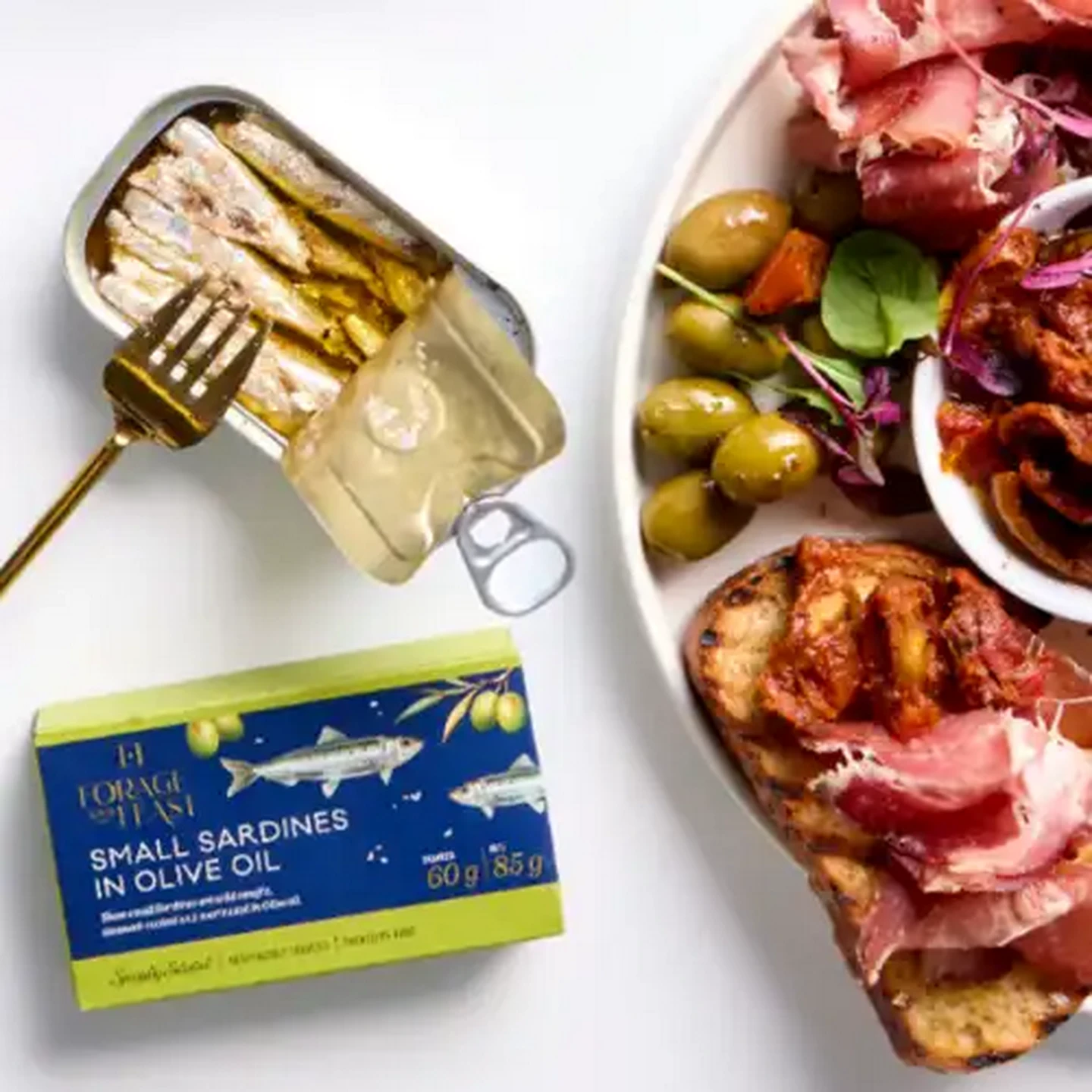 Image of Forage And Feast Small Sardines in Olive Oil 85g