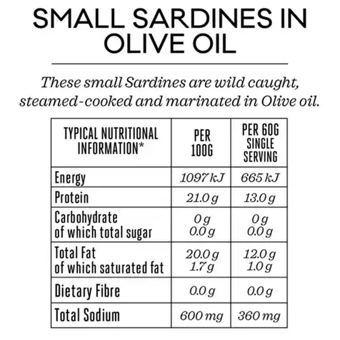Image of Forage And Feast Small Sardines in Olive Oil 85g