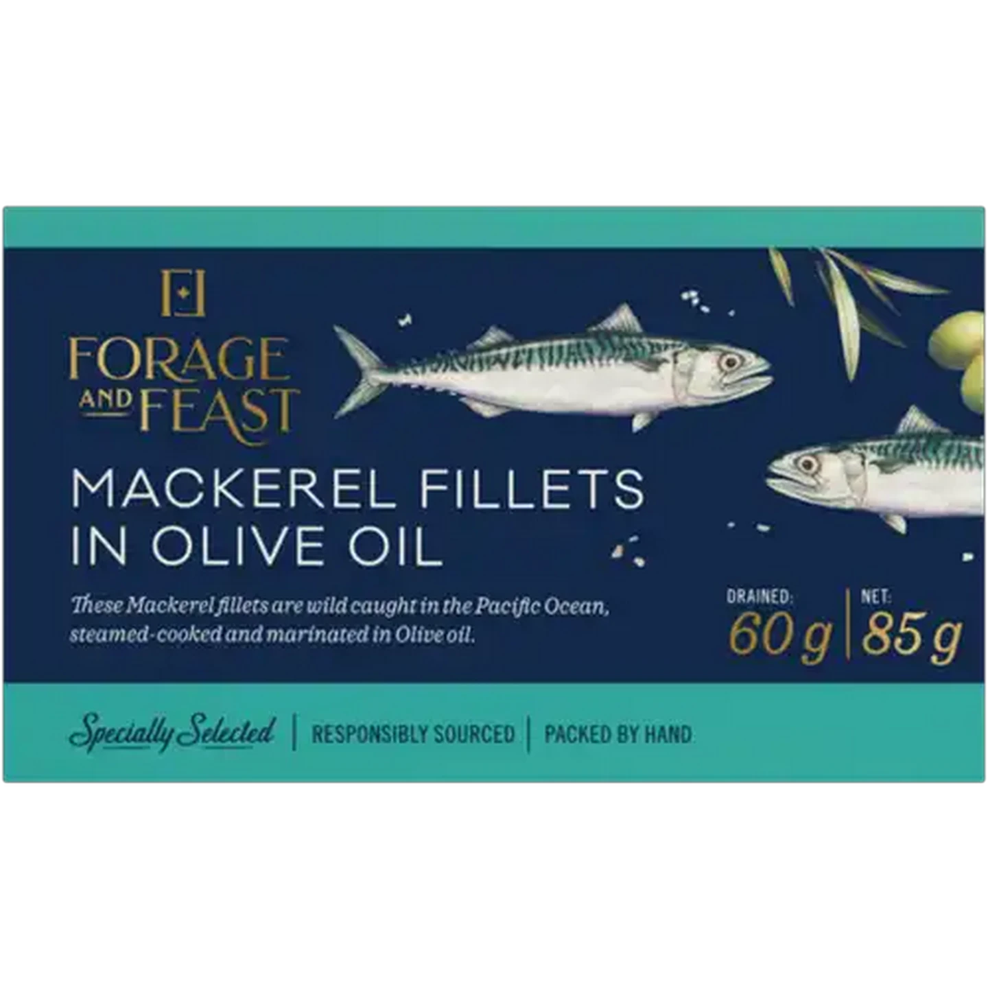 Image of Forage And Feast Mackerel in Olive Oil 85g