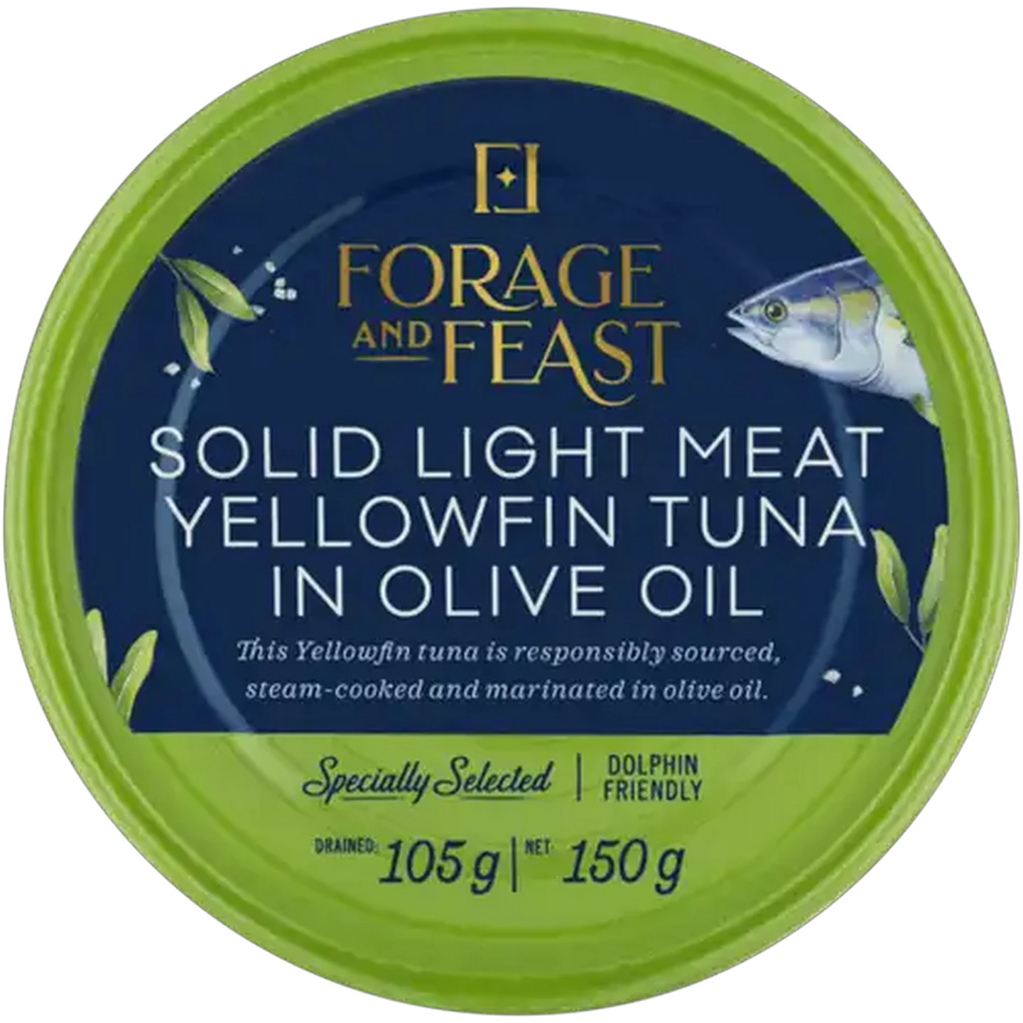 Image of Forage And Feast Solid Light Meat Yellowfin Tuna in Olive Oil 150g
