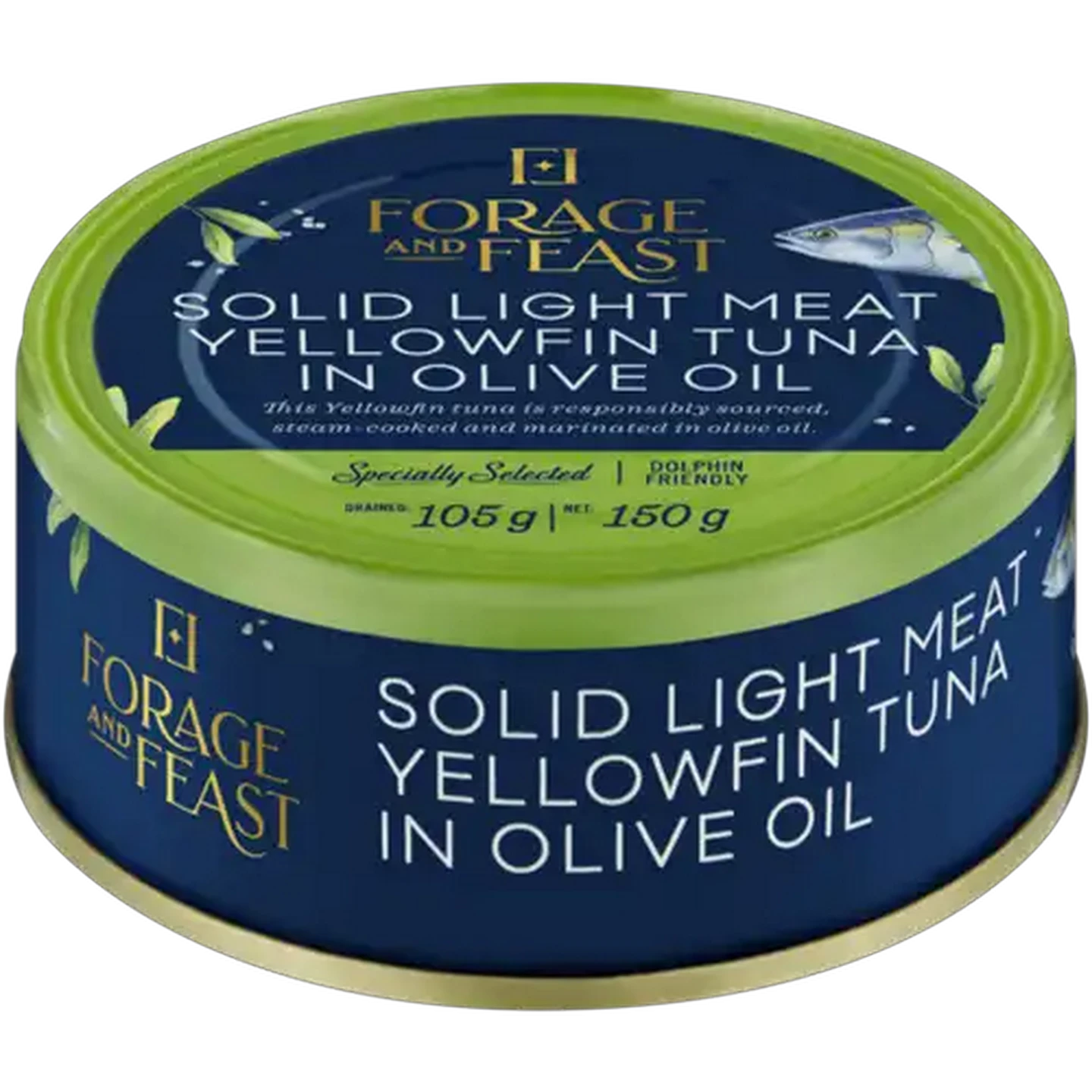 Image of Forage And Feast Solid Light Meat Yellowfin Tuna in Olive Oil 150g