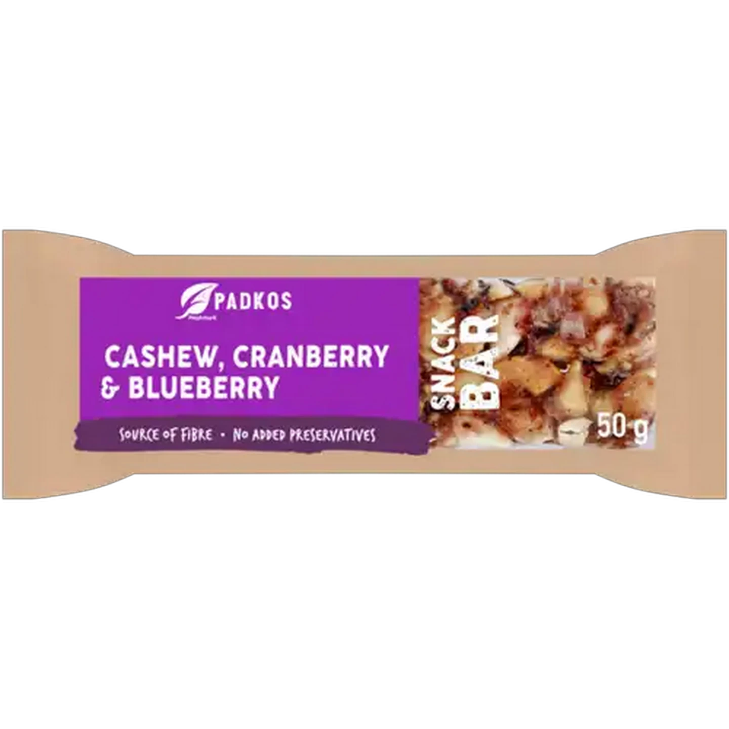 Image of Padkos Cashew, Cranberry & Blueberry Brittle Snack Bar 50g