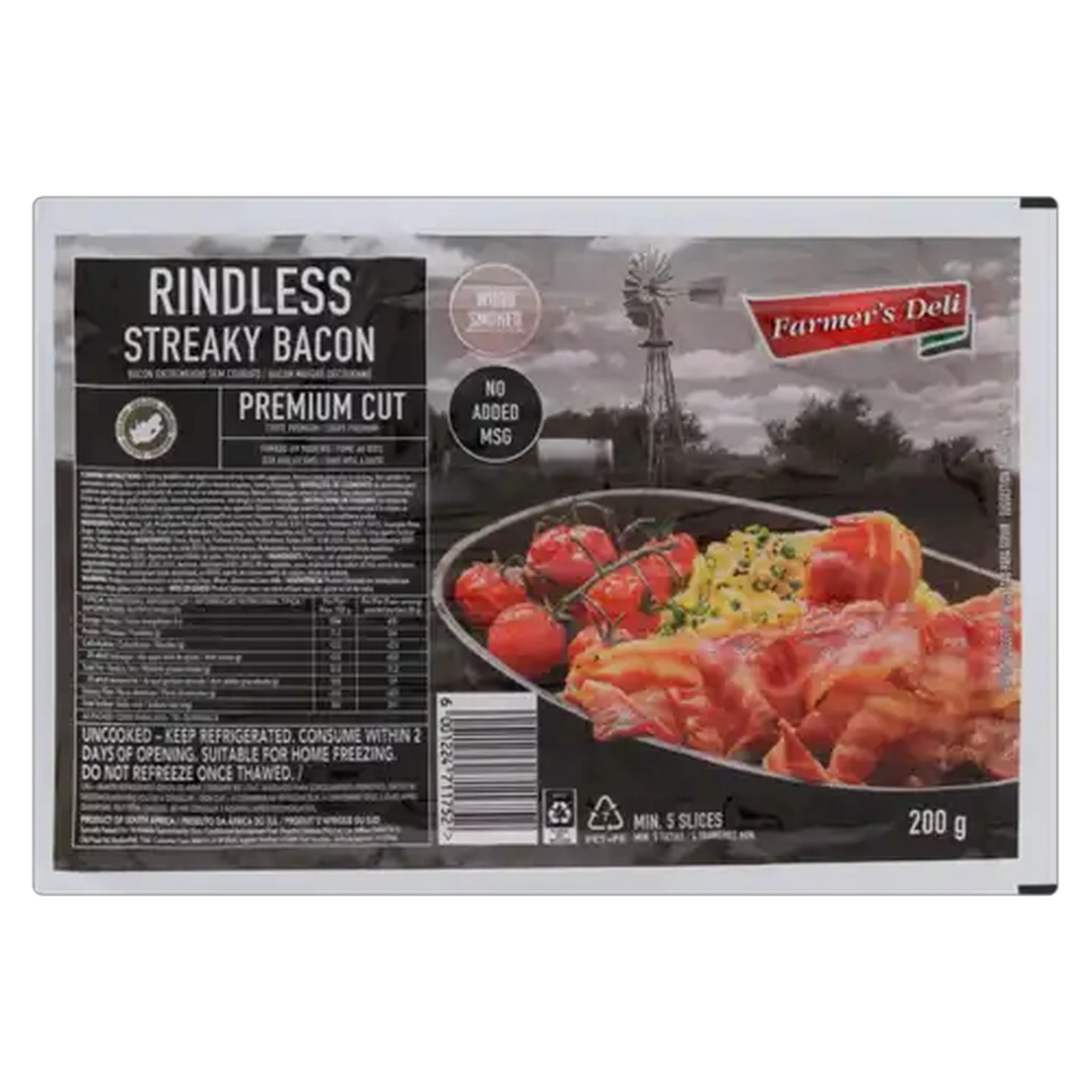 Image of Farmer's Deli Rindless Streaky Bacon 200g