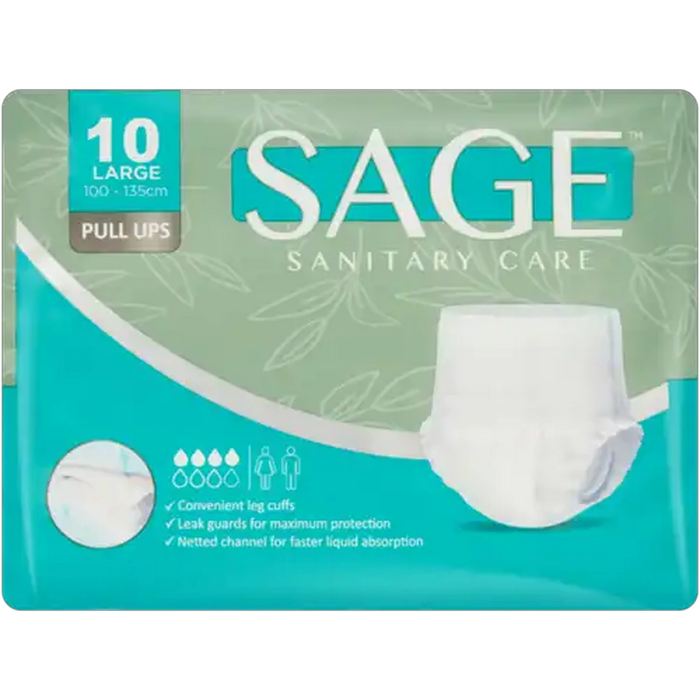 Image of Sage Large Disposable Adult Pull Ups 10 Pack