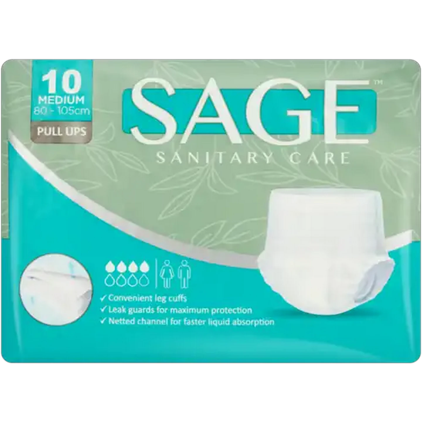 Image of Sage Medium Disposable Adult Pull Ups 10 Pack