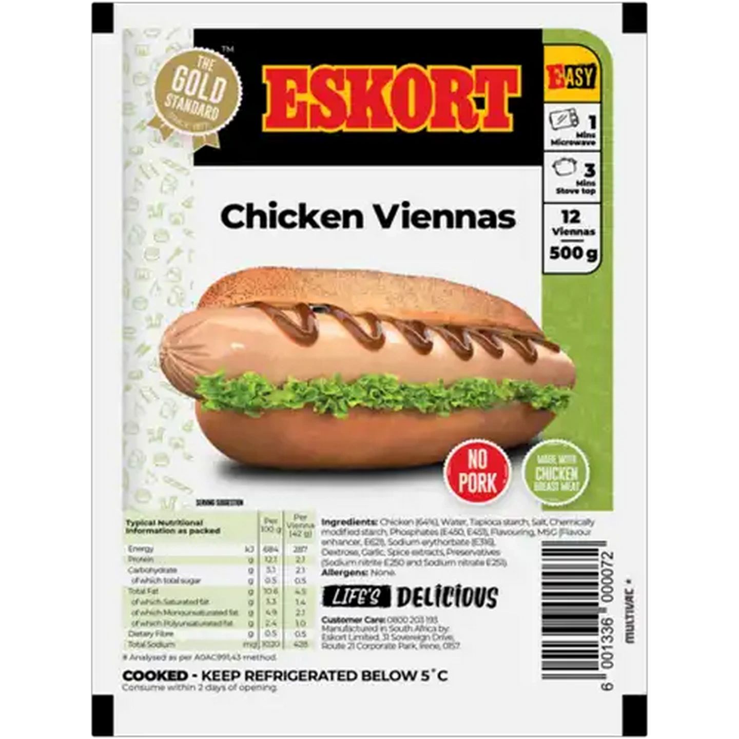 Image of Eskort Chicken Viennas 500g