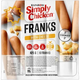 RAINBOW Simply Chicken Cheese Frankfurters 425g