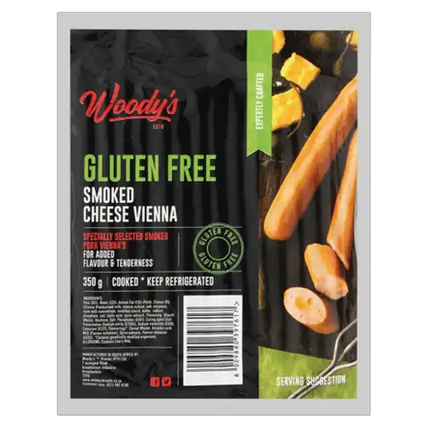 Image of Woody's Gluten Free Smoked Cheese Viennas 350g