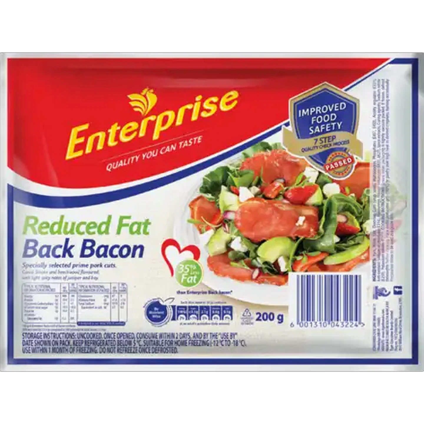 Image of Enterprise Reduced Fat Back Bacon 200g