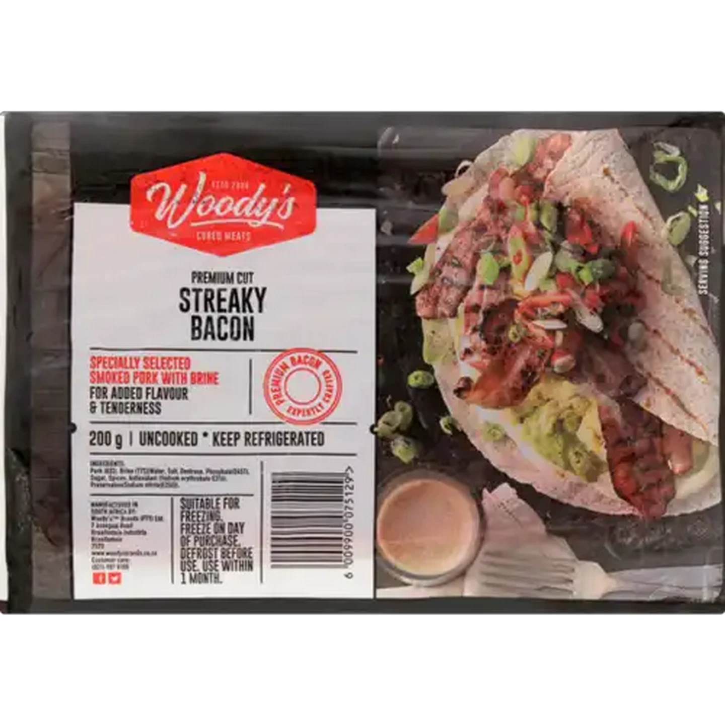 Image of Woody's Premium Cut Streaky Bacon 200g