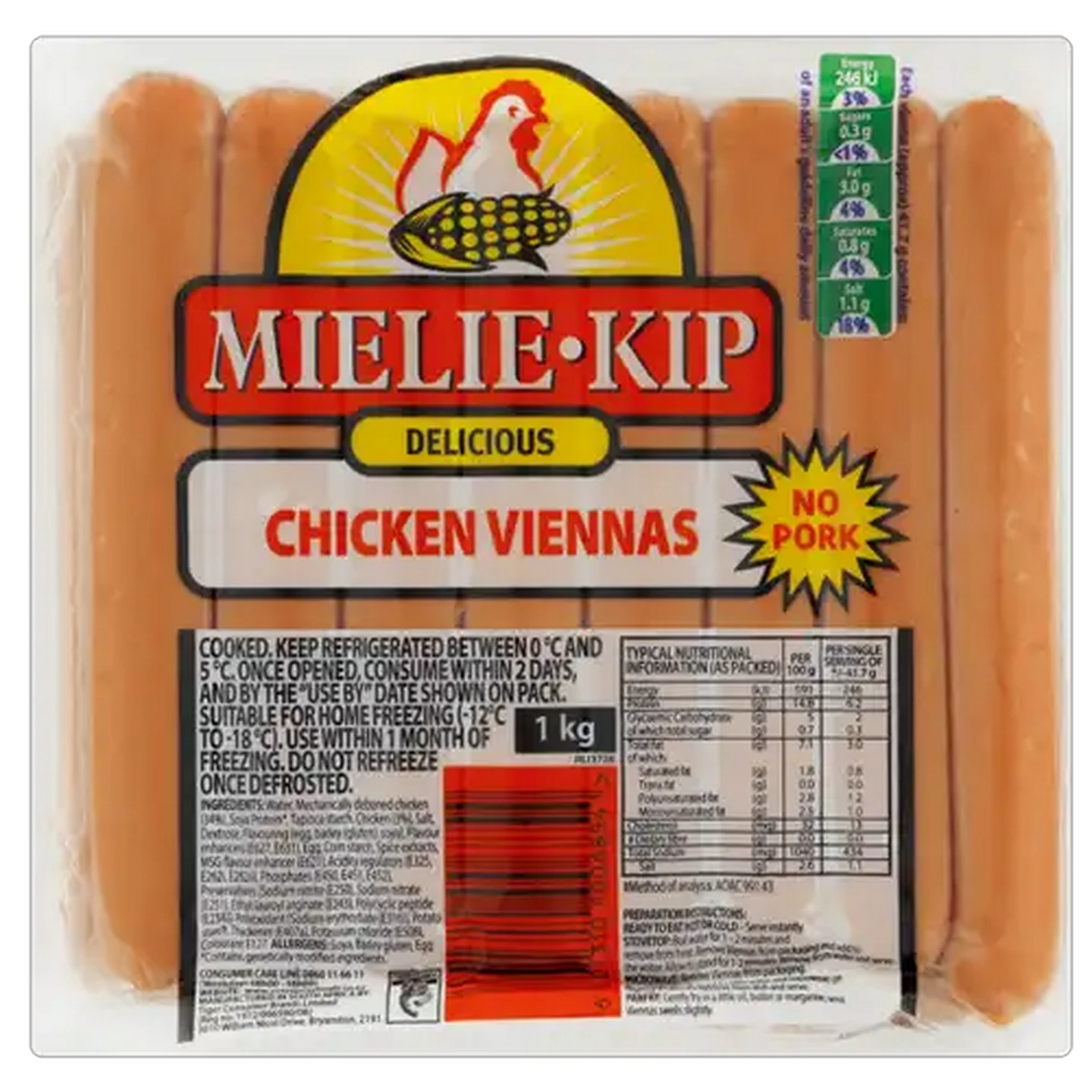 Image of Mielie-Kip Chicken Viennas Pack 1kg