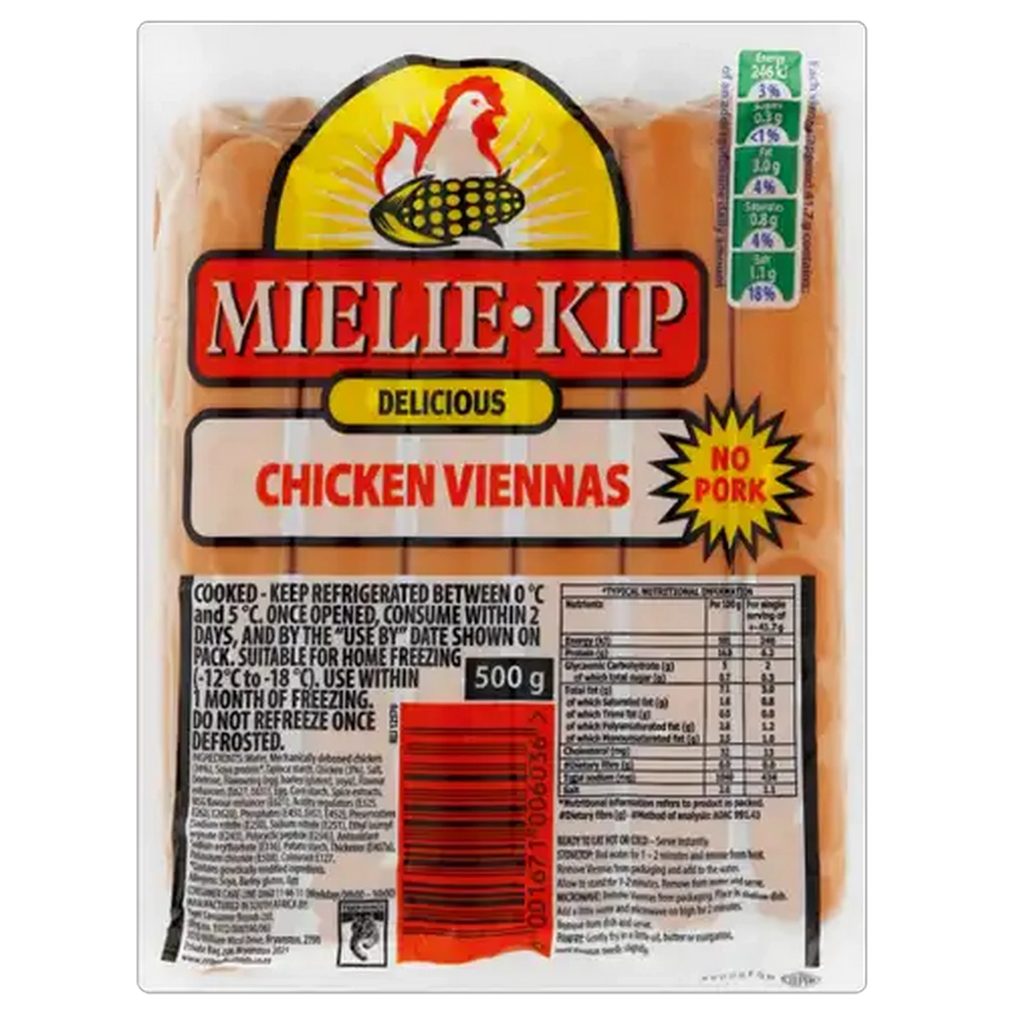 Image of Mielie-Kip No Pork Chicken Viennas 500g